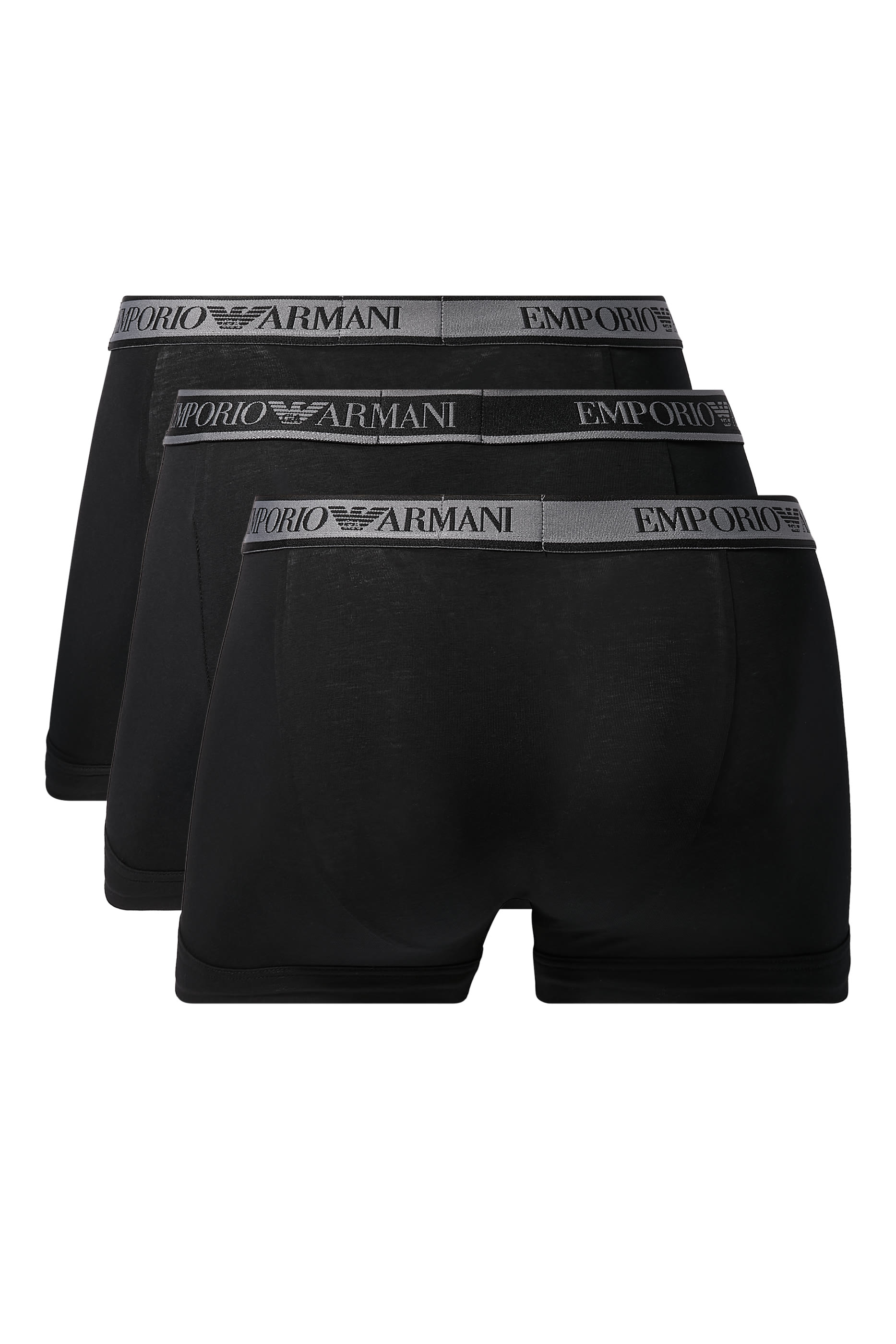 طقم سروال داخلي بخصر مطاطي مزين بشعار الماركة، 3 قطع