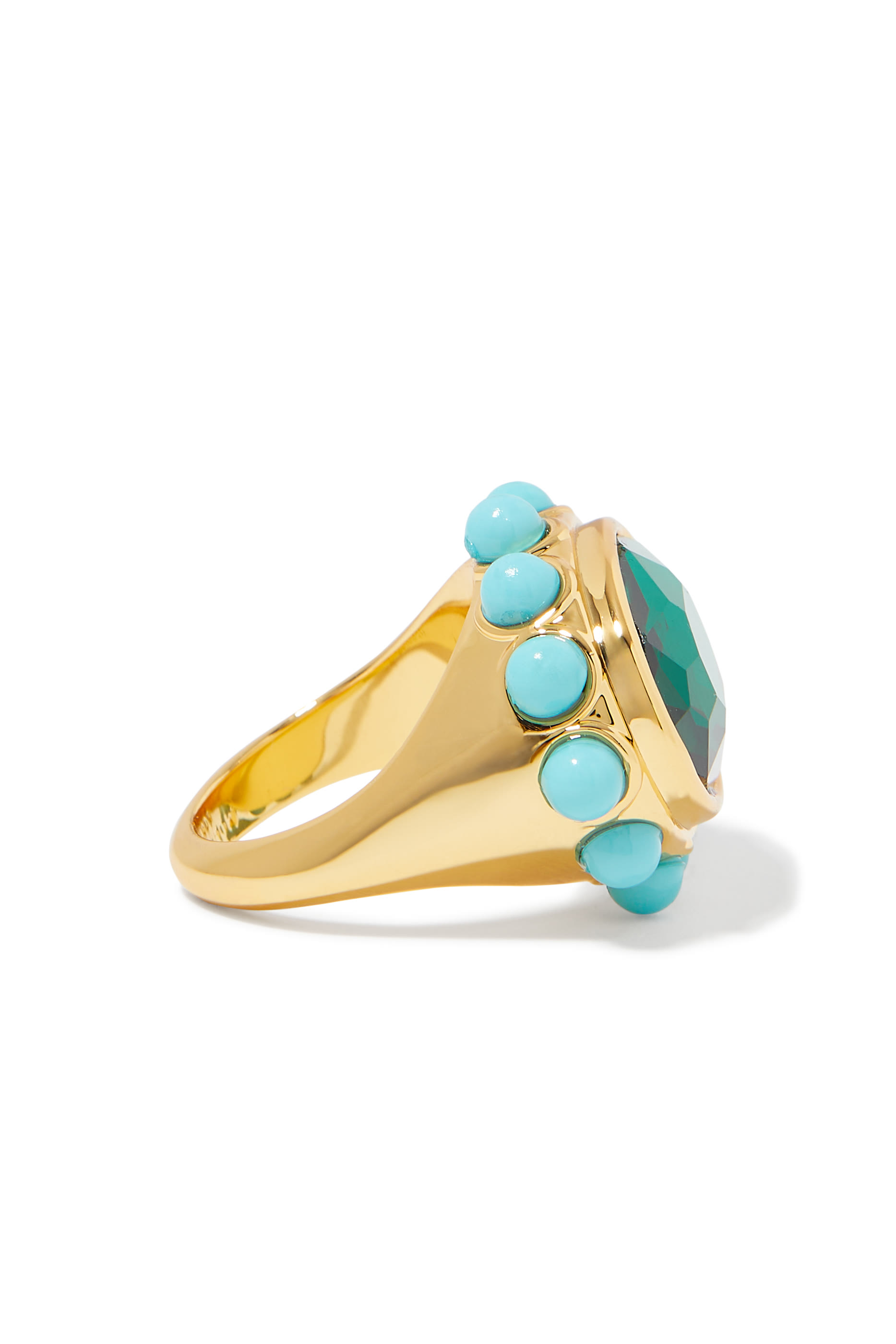 خاتم كوكتيل بيضوي صغير، نحاس وكريستال