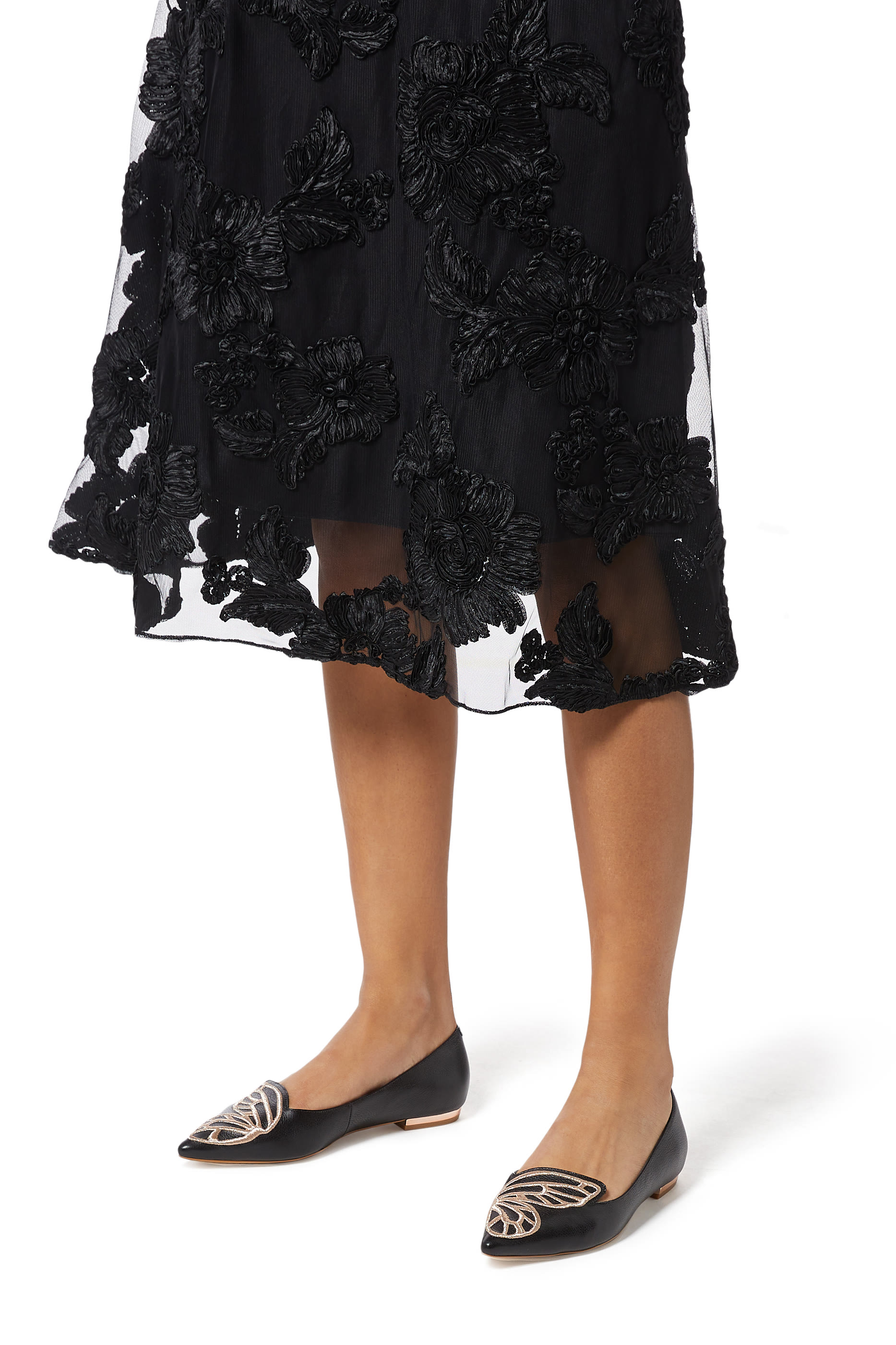 حذاء باليرينا بيبي جلد بتصميم فراشة وكعب مسطح