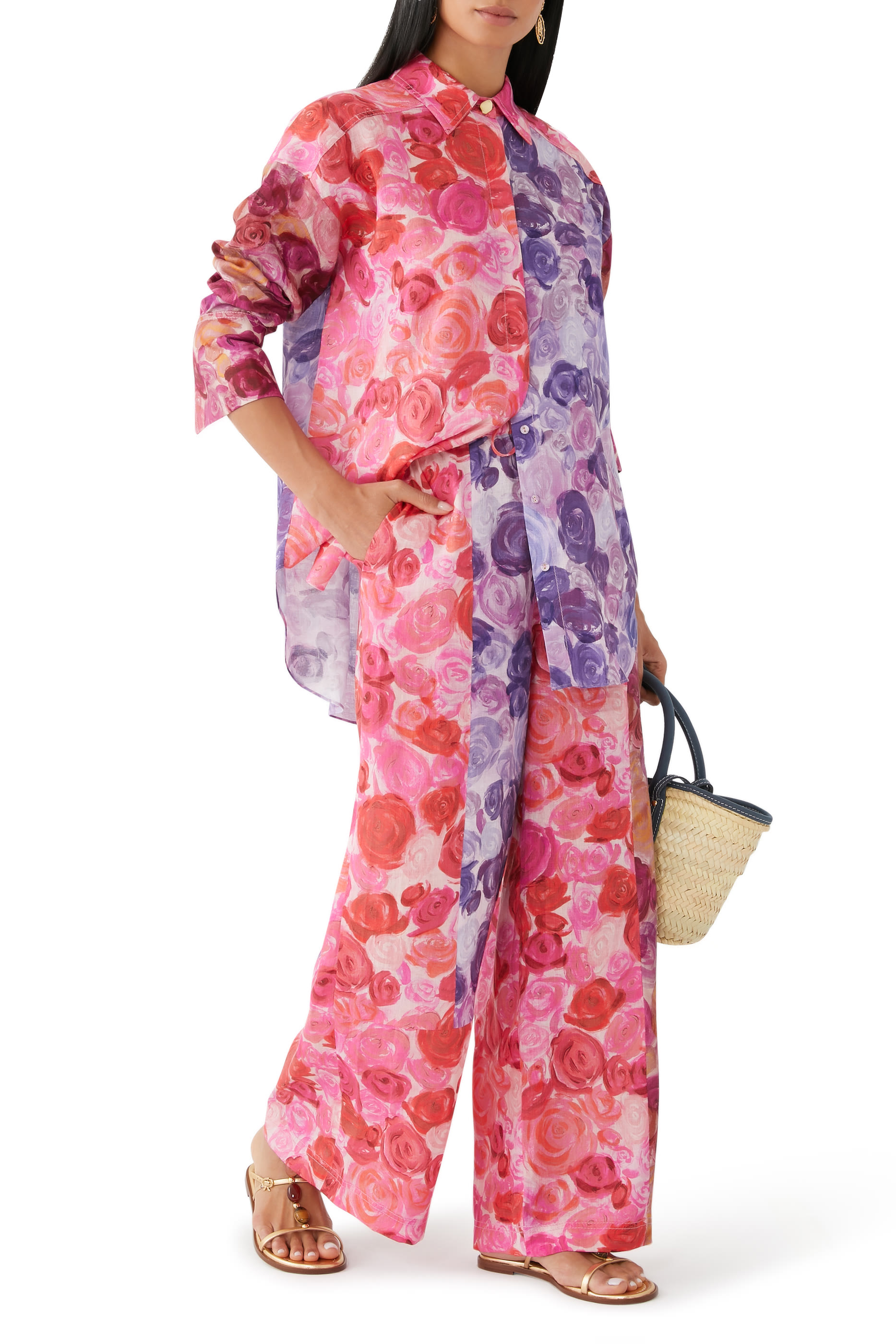 بنطال فيجن فضفاض كتان