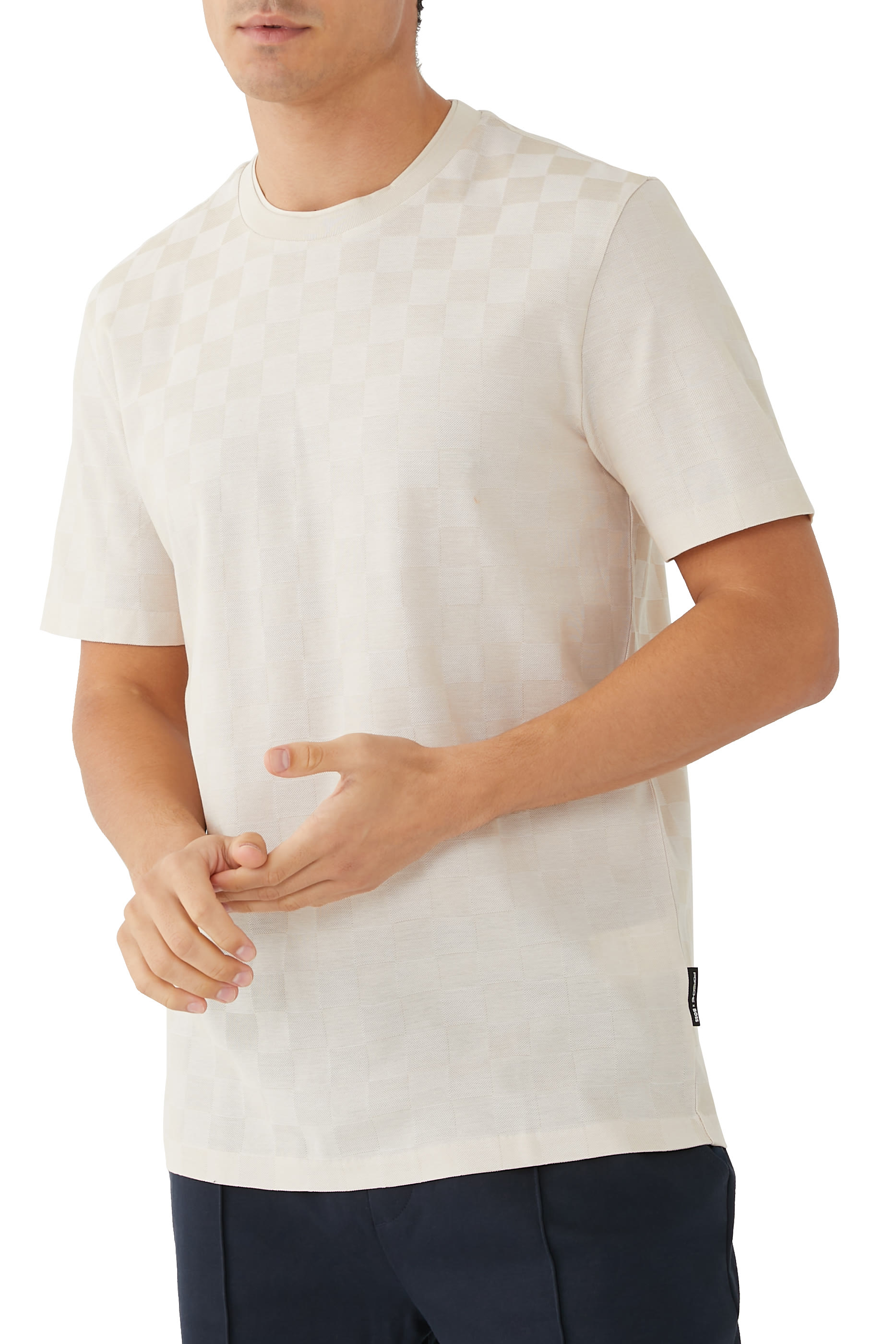 تيشيرت بورش بنقشة مربعات جاكار