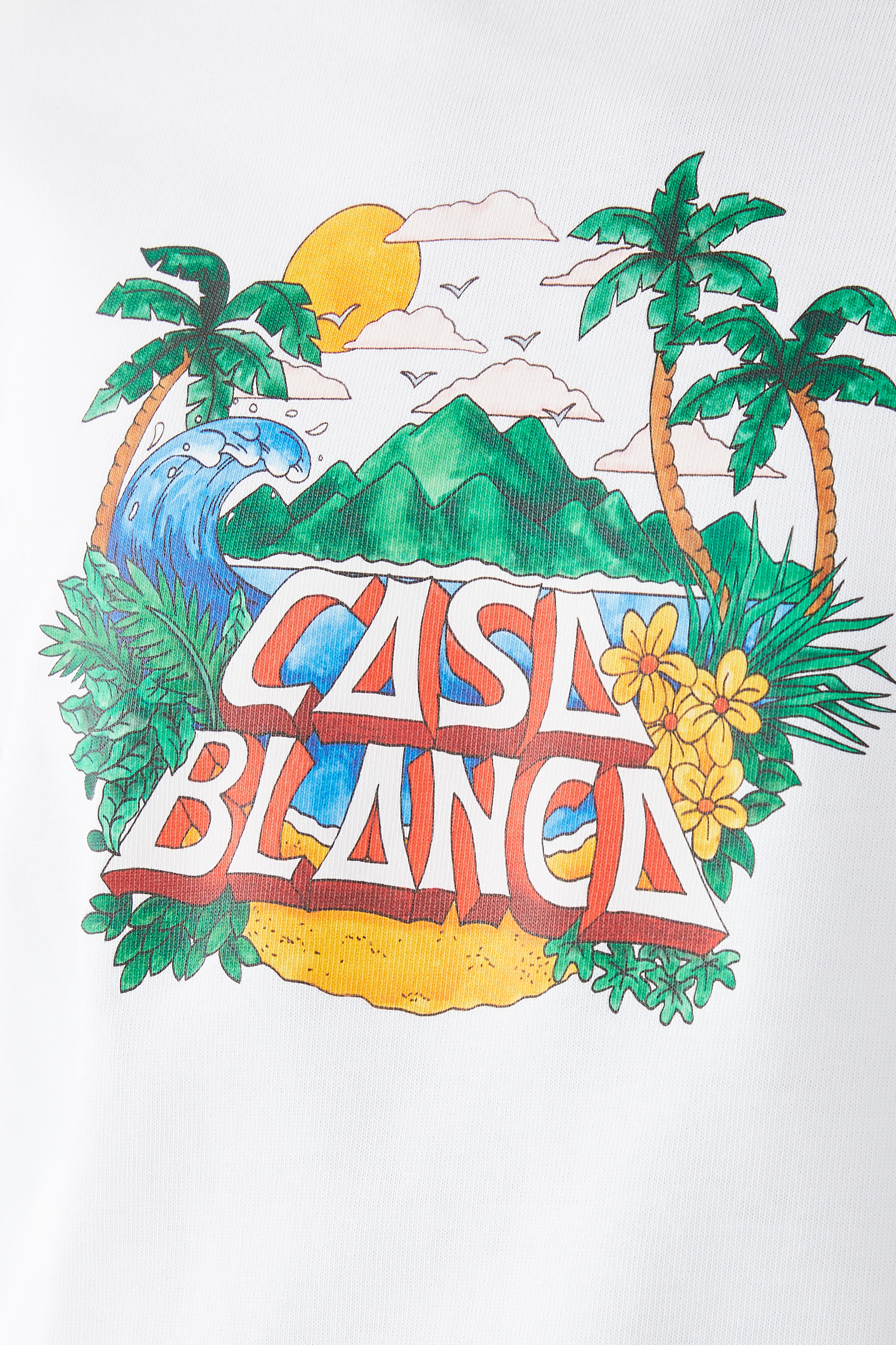 تيشيرت بطبعة أشجار نخيل وأمواج