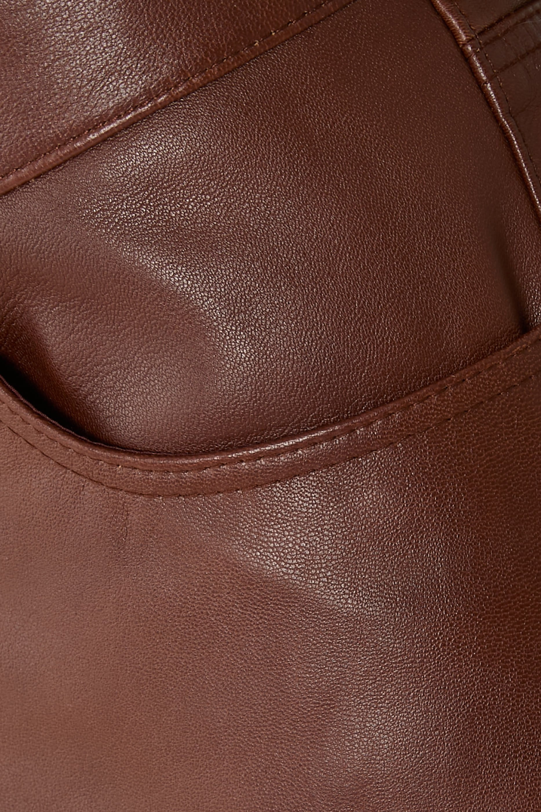 بنطال دنيم بقصة ساق مستقيمة جلد طبيعي