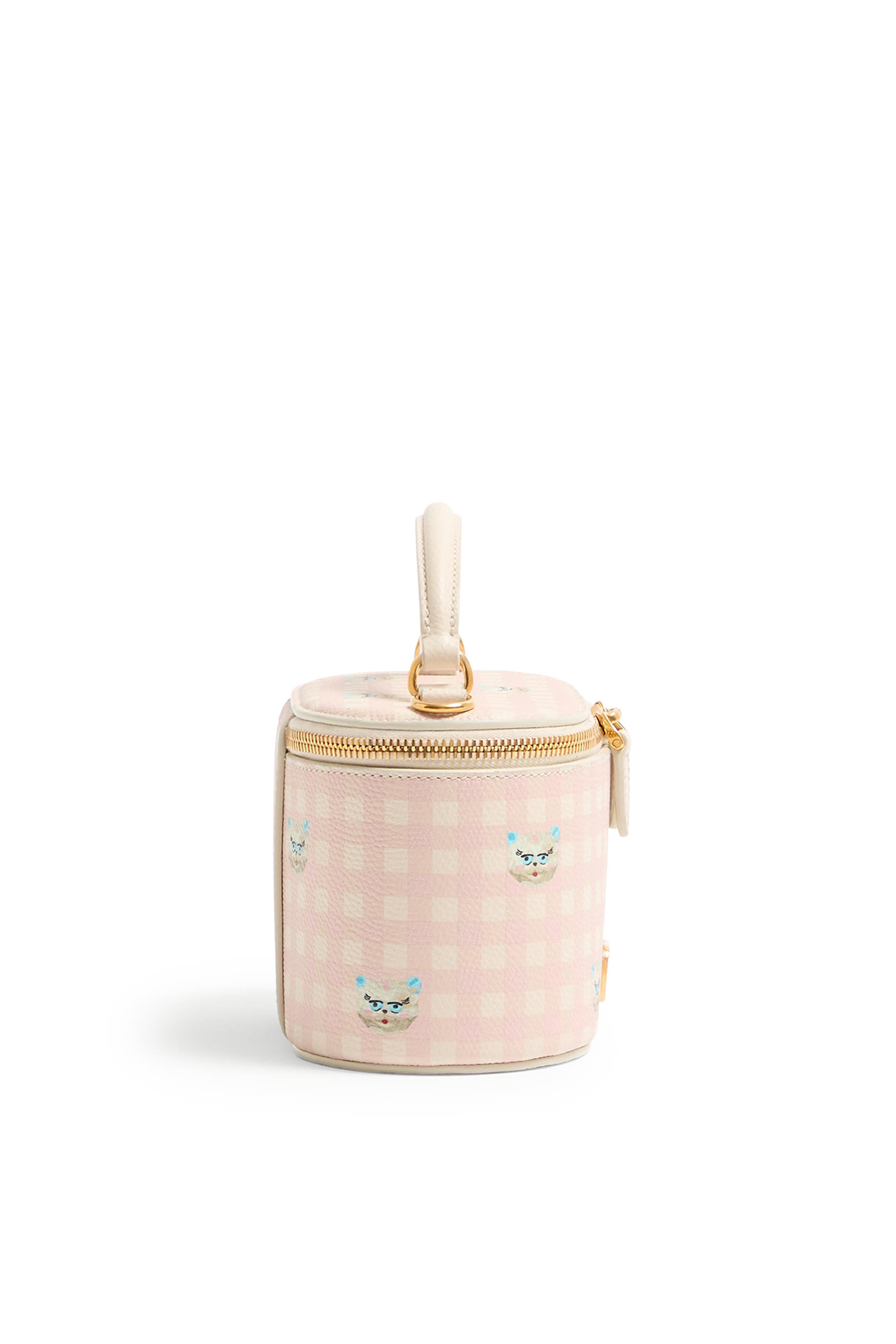 حقيبة مستحضرات تجميل صغيرة مزينة بشعار الماركة