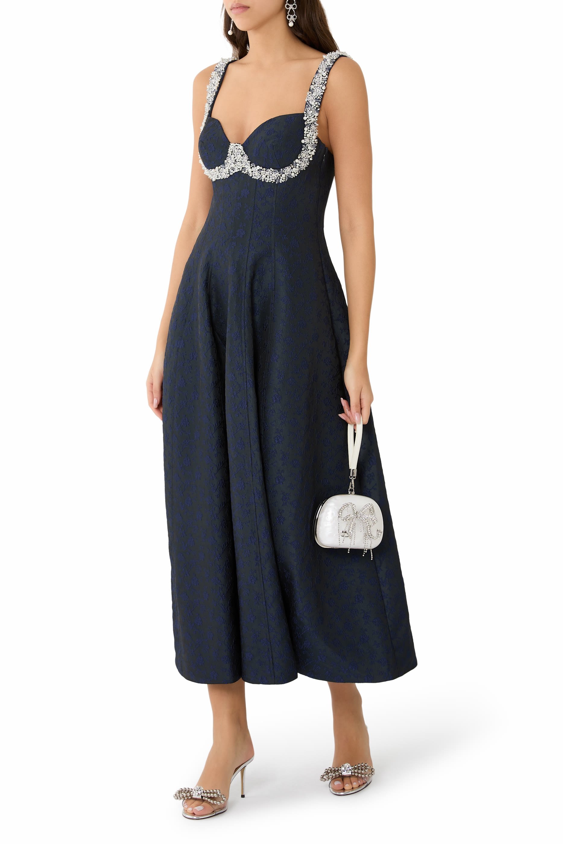 فستان شارلوت جاكار متوسط الطول