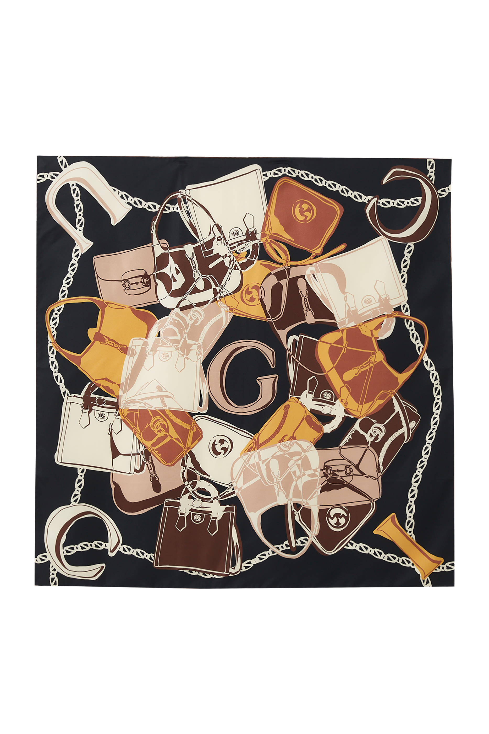 وشاح تول مربع بطبعة حقائب