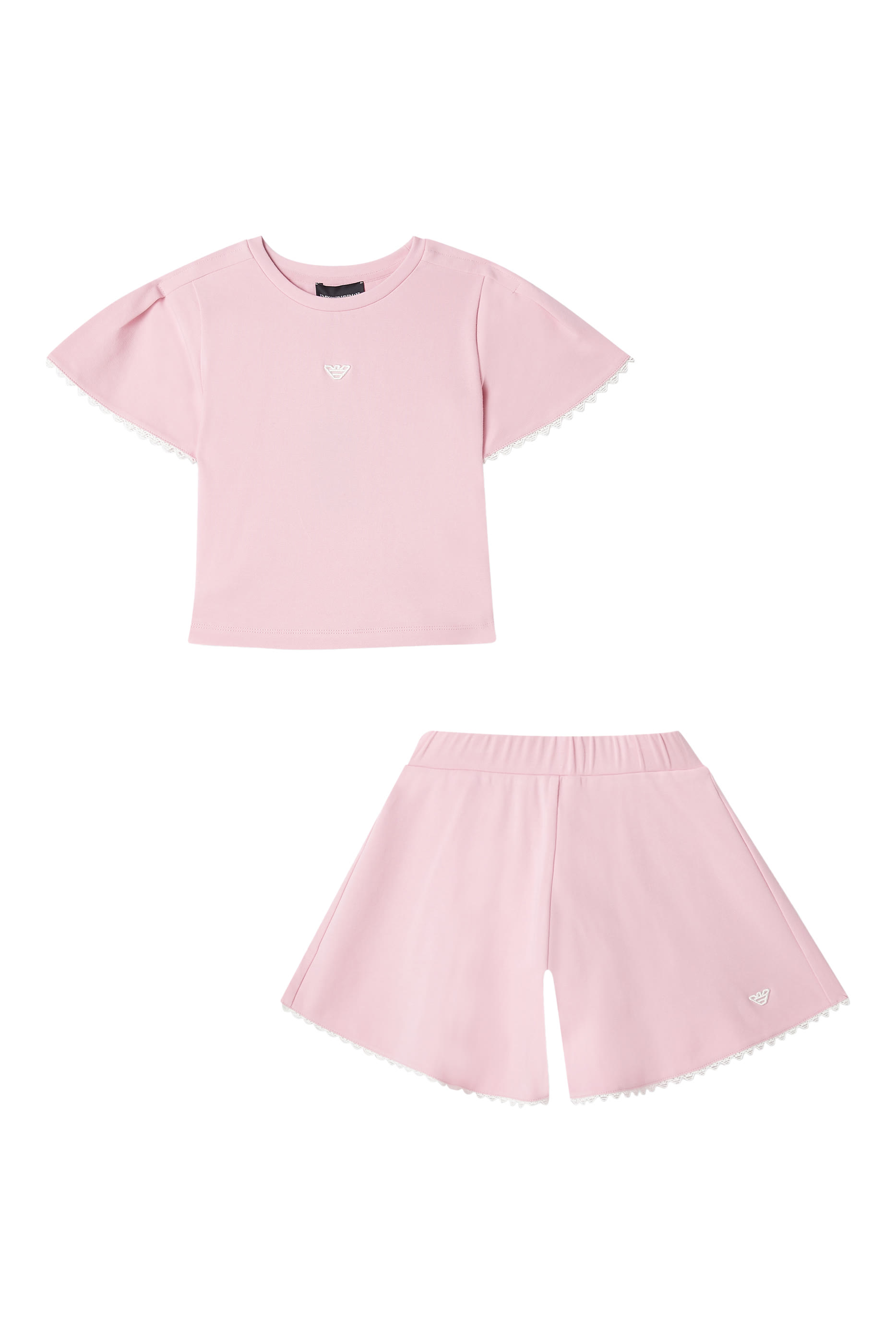 طقم تيشيرت وشورت بحواف صدفية للأطفال