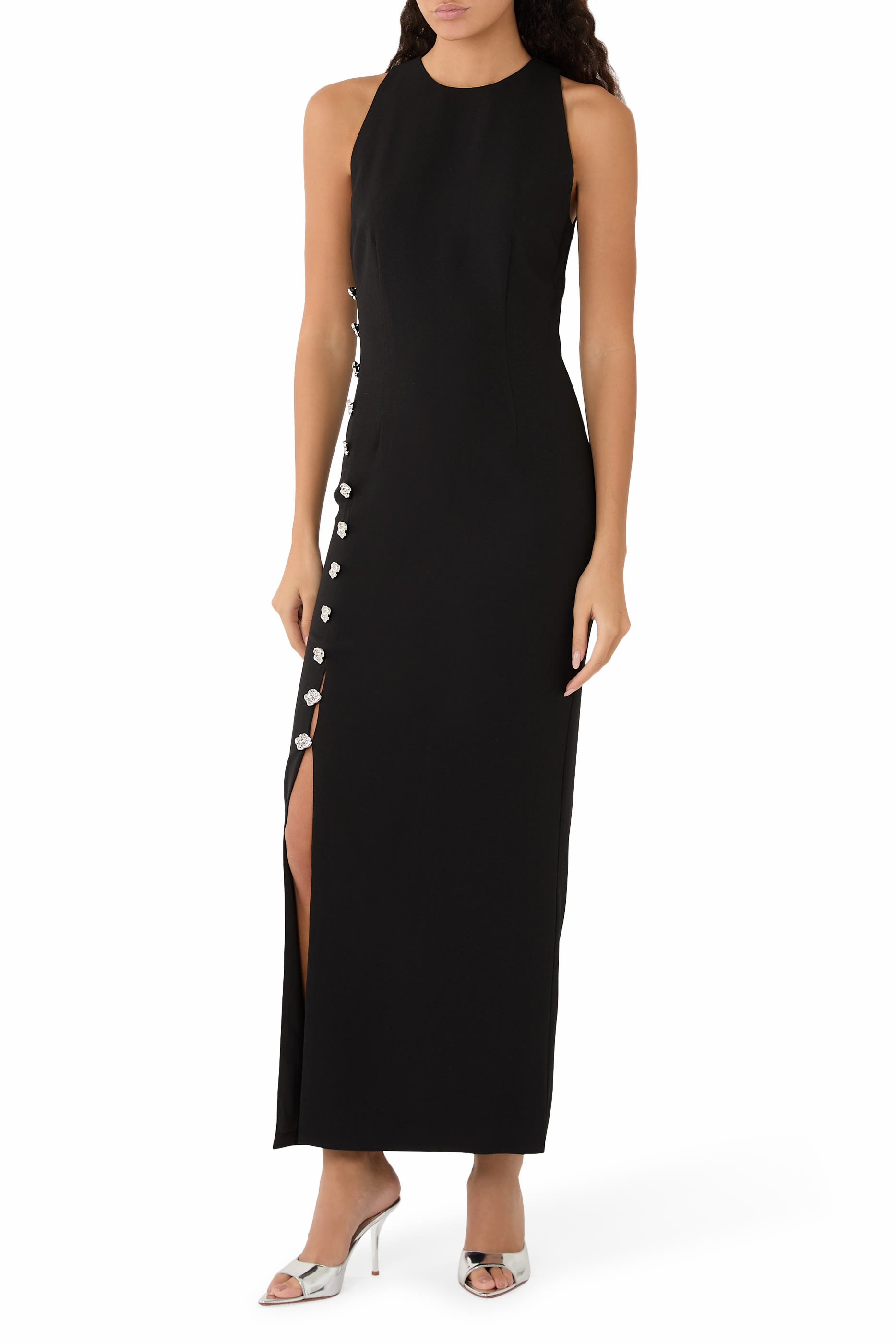 فستان بأزرار كريب