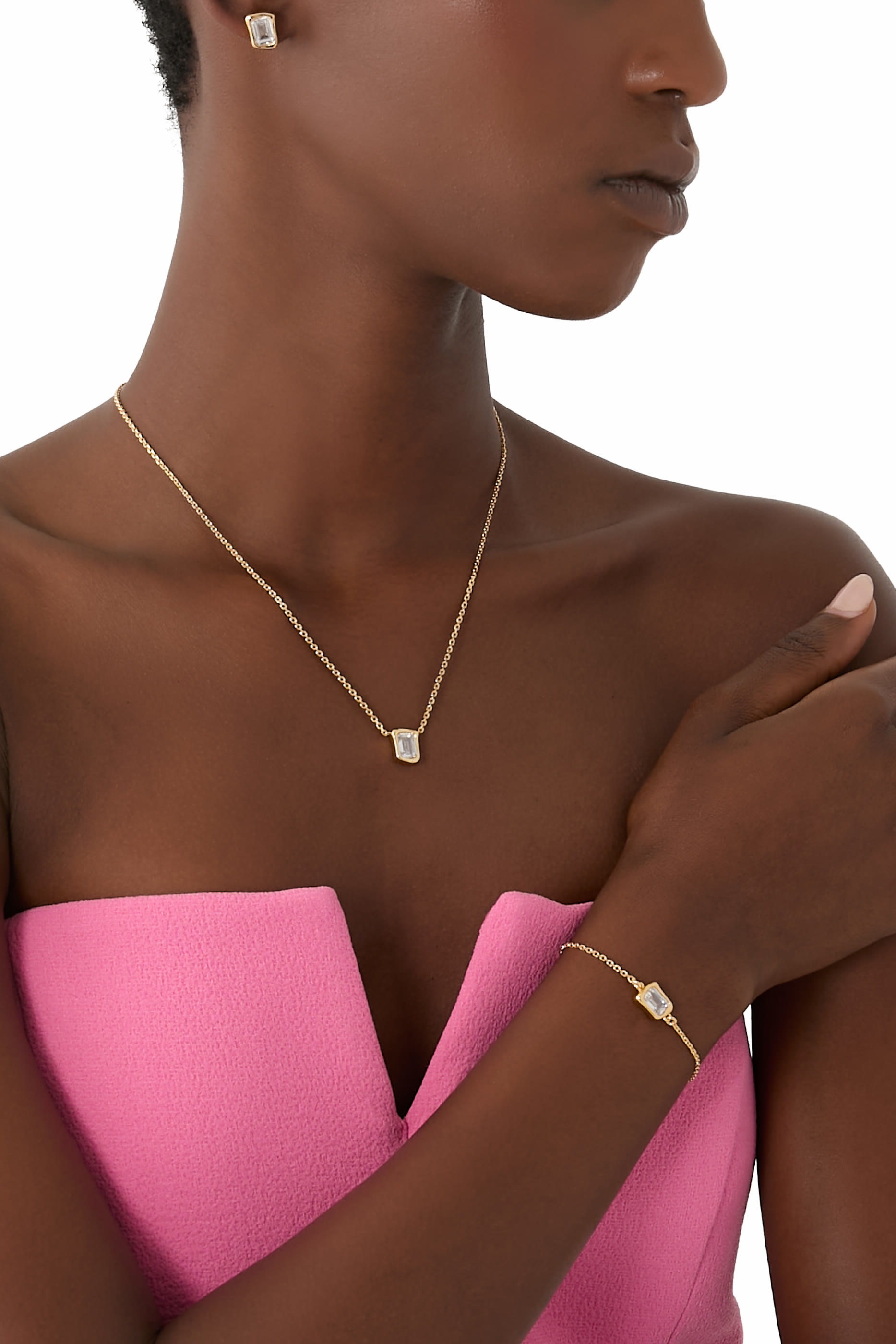 سوار مولتن بحجر زجاجي بتصميم سوليتير