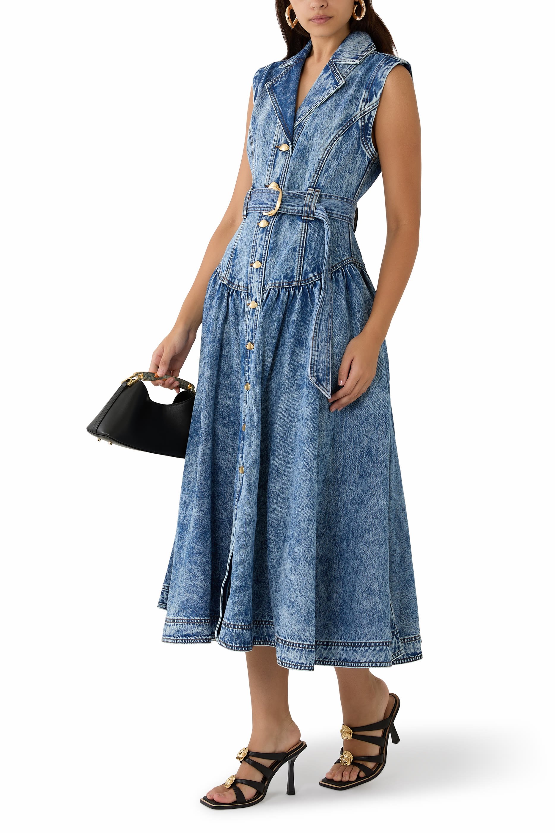 فستان أنجلينا متوسط  الطول بحزام