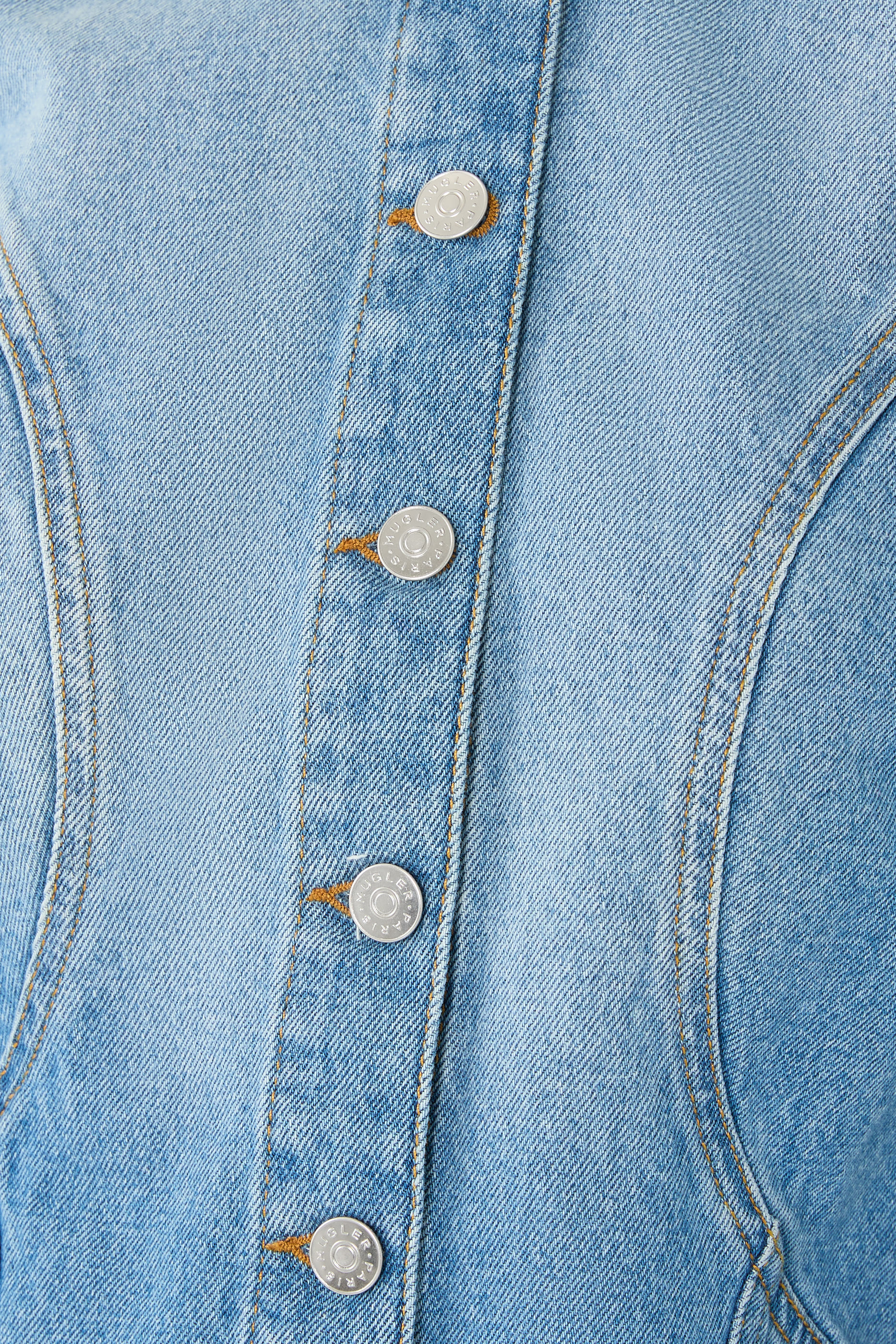 Cinched Button-Fastening Denim Jacket