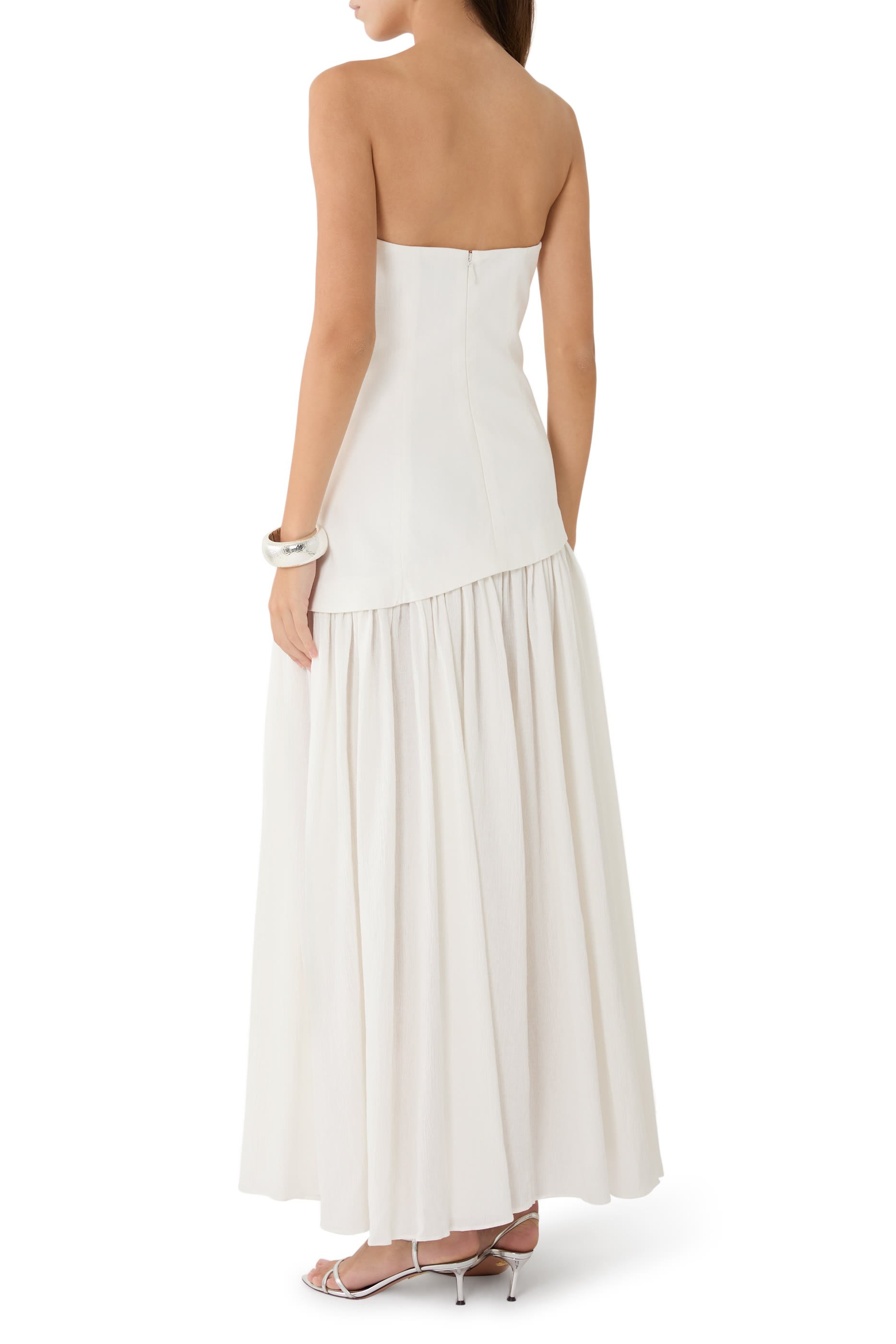 فستان بليث طويل بلا حمالات