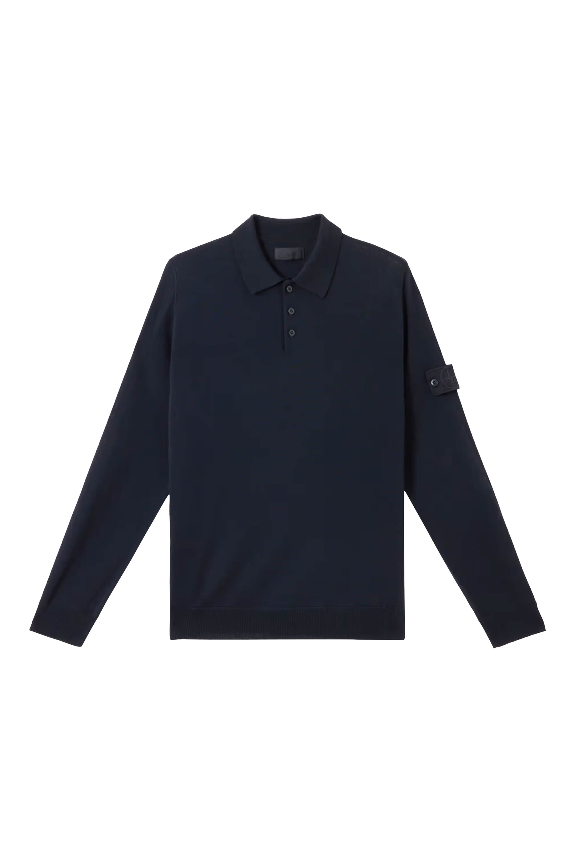 قميص بولو منسوج بأكمام طويلة وتفاصيل مضلعة