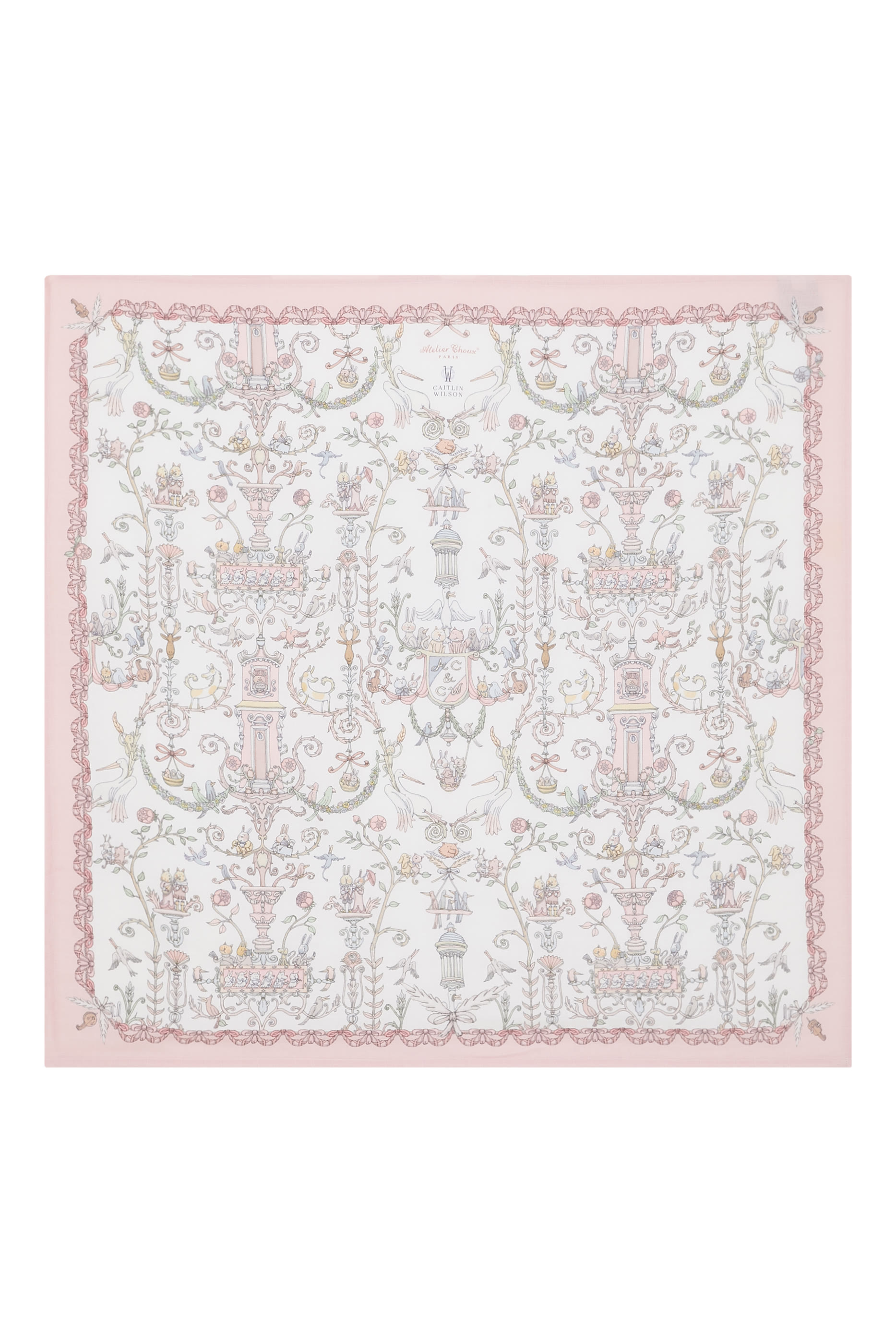 وشاح مربع بنقشة توال دي جو بلون وردي للأطفال - أتيليه شو وكيتلين ويلسون