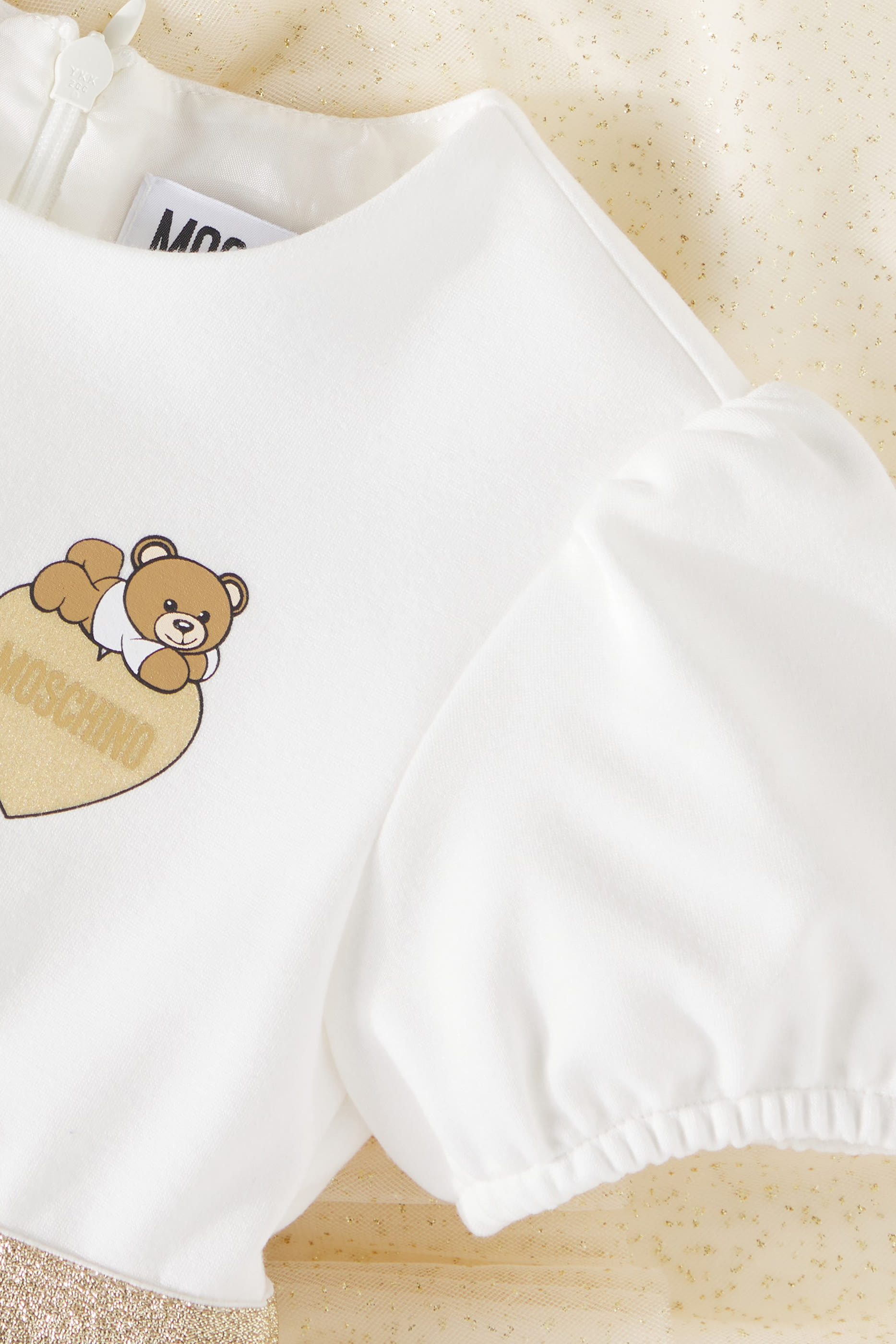 فستان بنقشة الدب تيدي وكشكش للأطفال