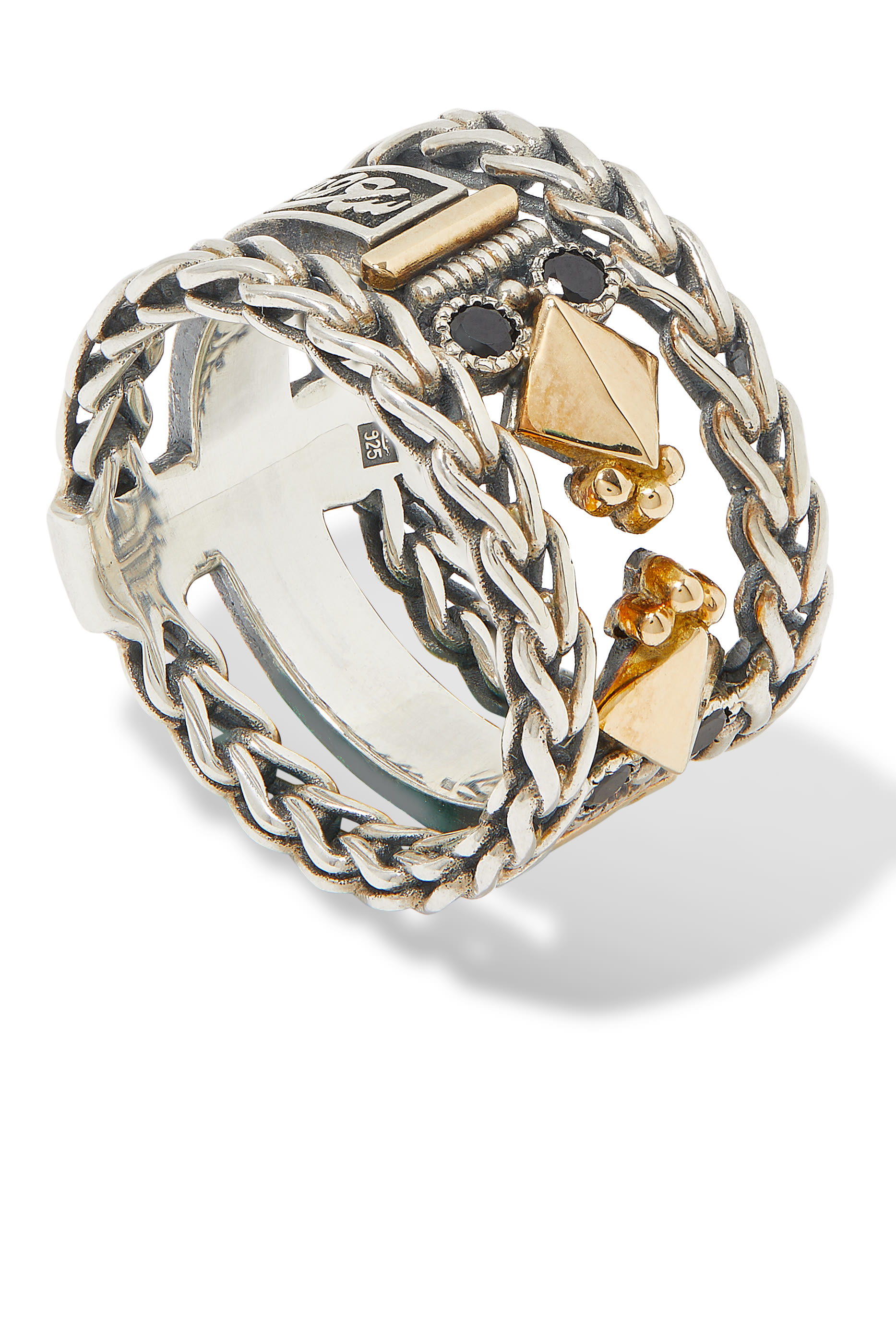 خاتم بتصميم سلسلة رومانية، فضة إسترلينية وذهب أصفر عيار 18