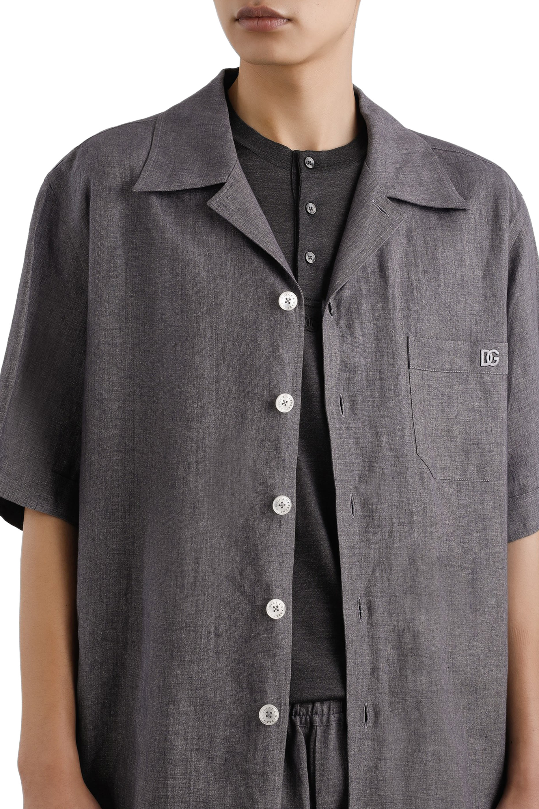 قميص هاواي قماش قنب وكتان