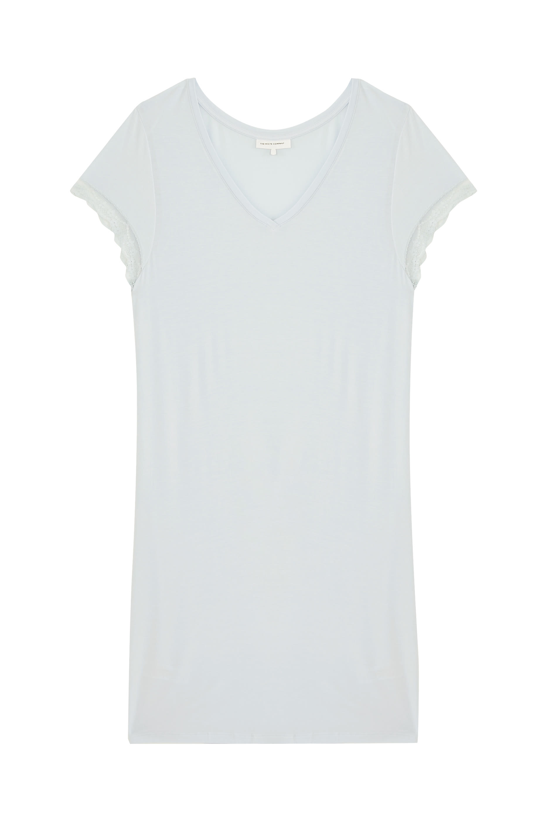 قميص نوم بحافة دانتيل وياقة V جيرسيه