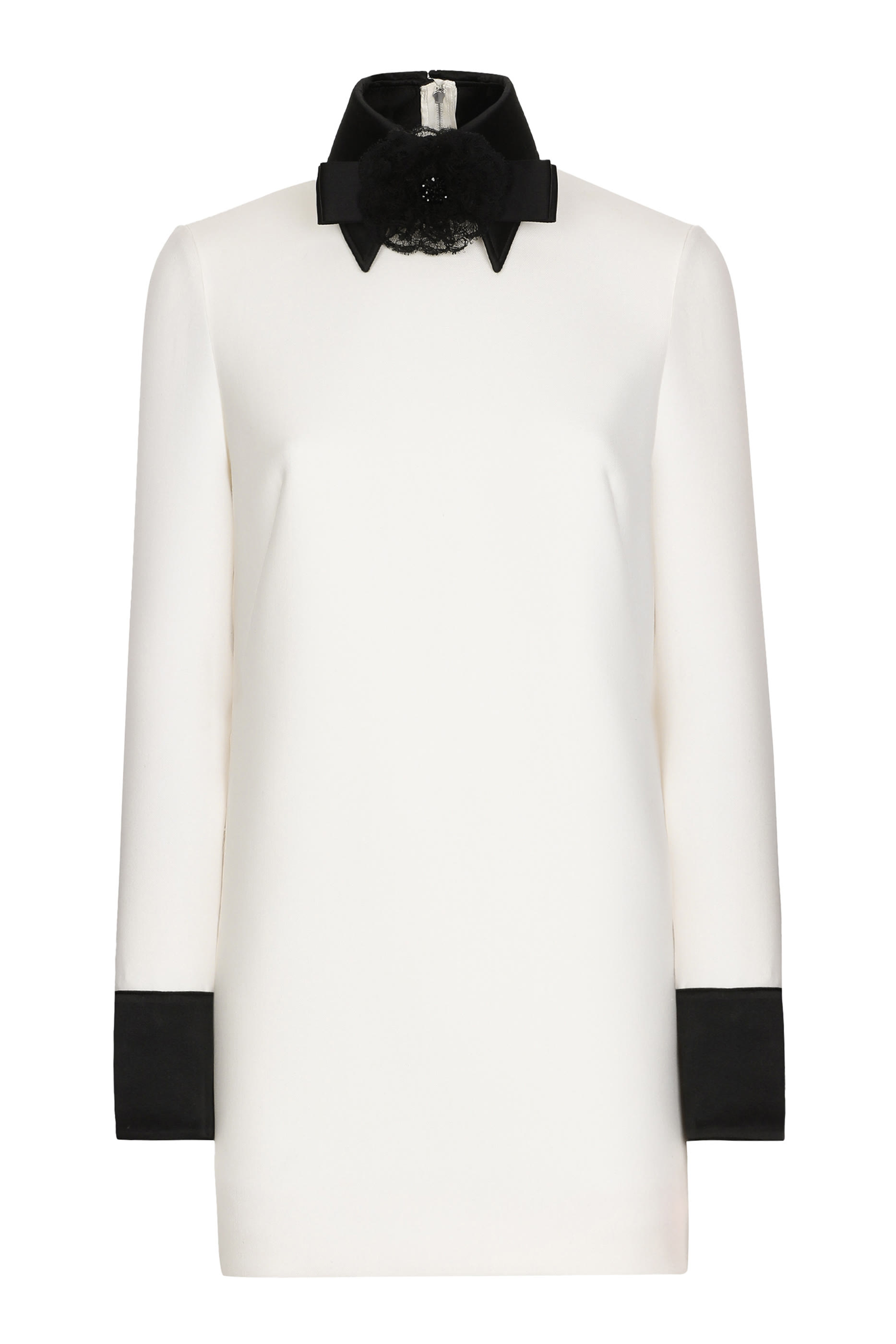 فستان قصير صوف بتفاصيل ستان