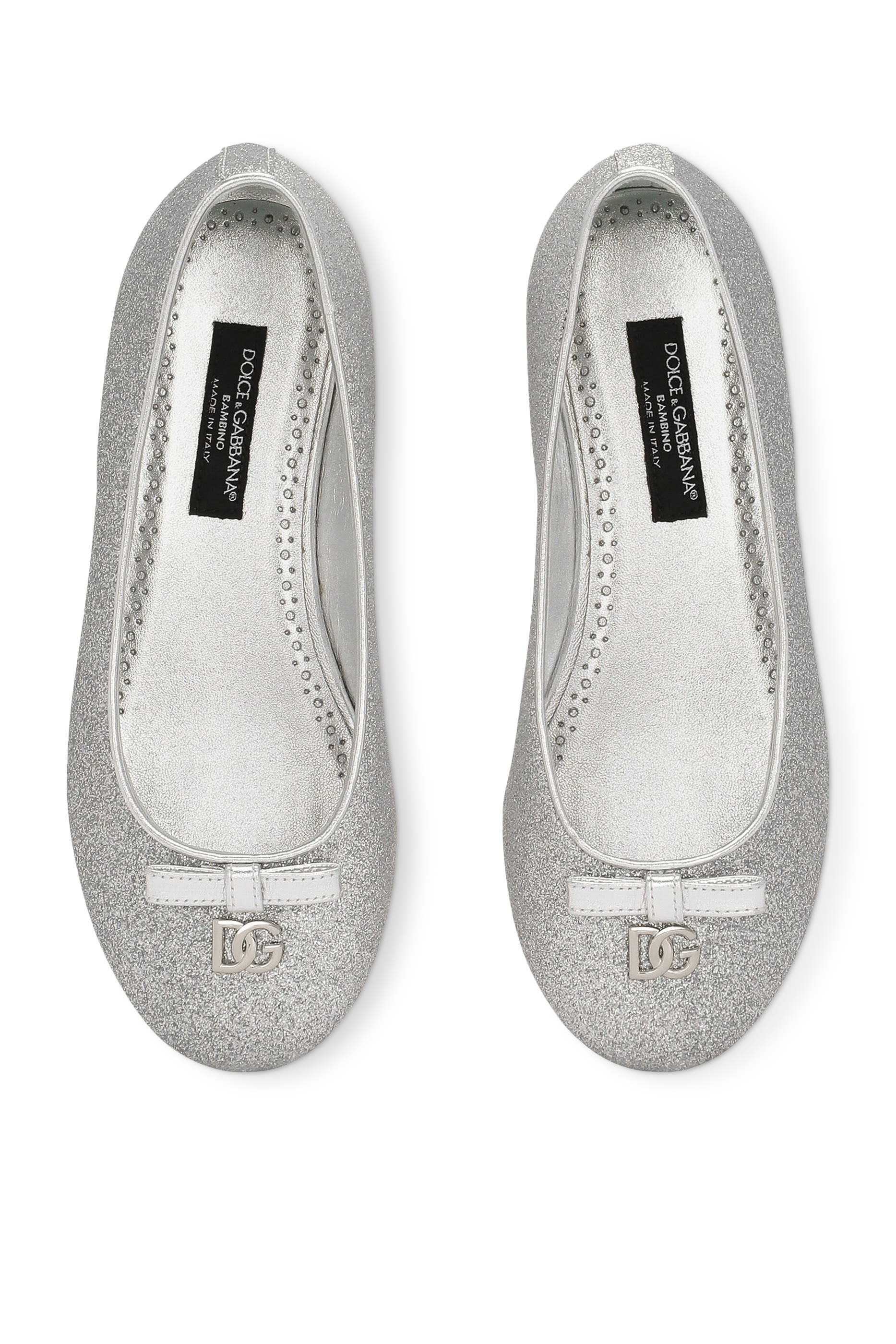 حذاء بالرينا بكعب مسطح وربطة فيونكة قماش مزين بالغليتر للأطفال