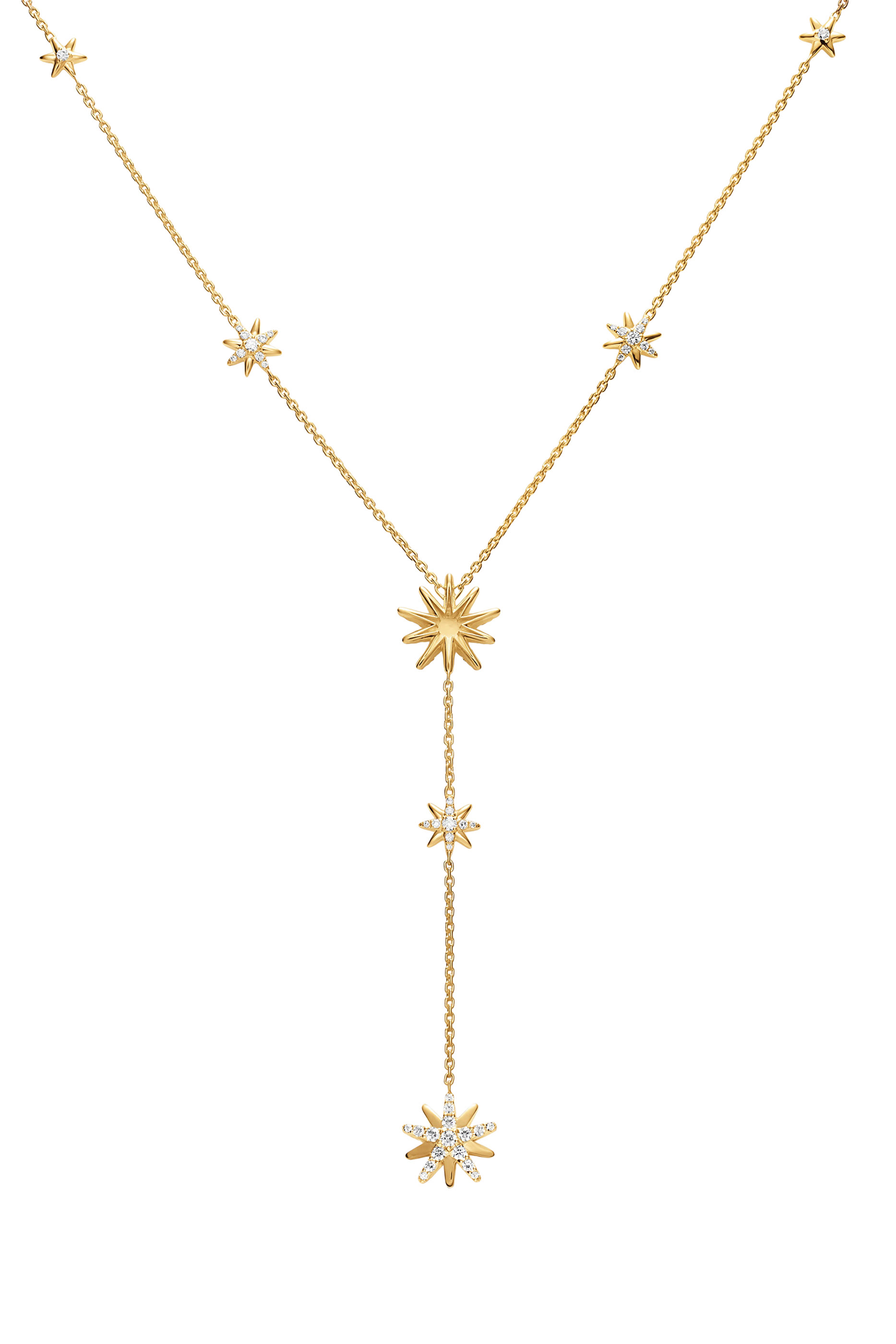 Starburst Y Necklace, 18k Yellow Gold & Diamonds