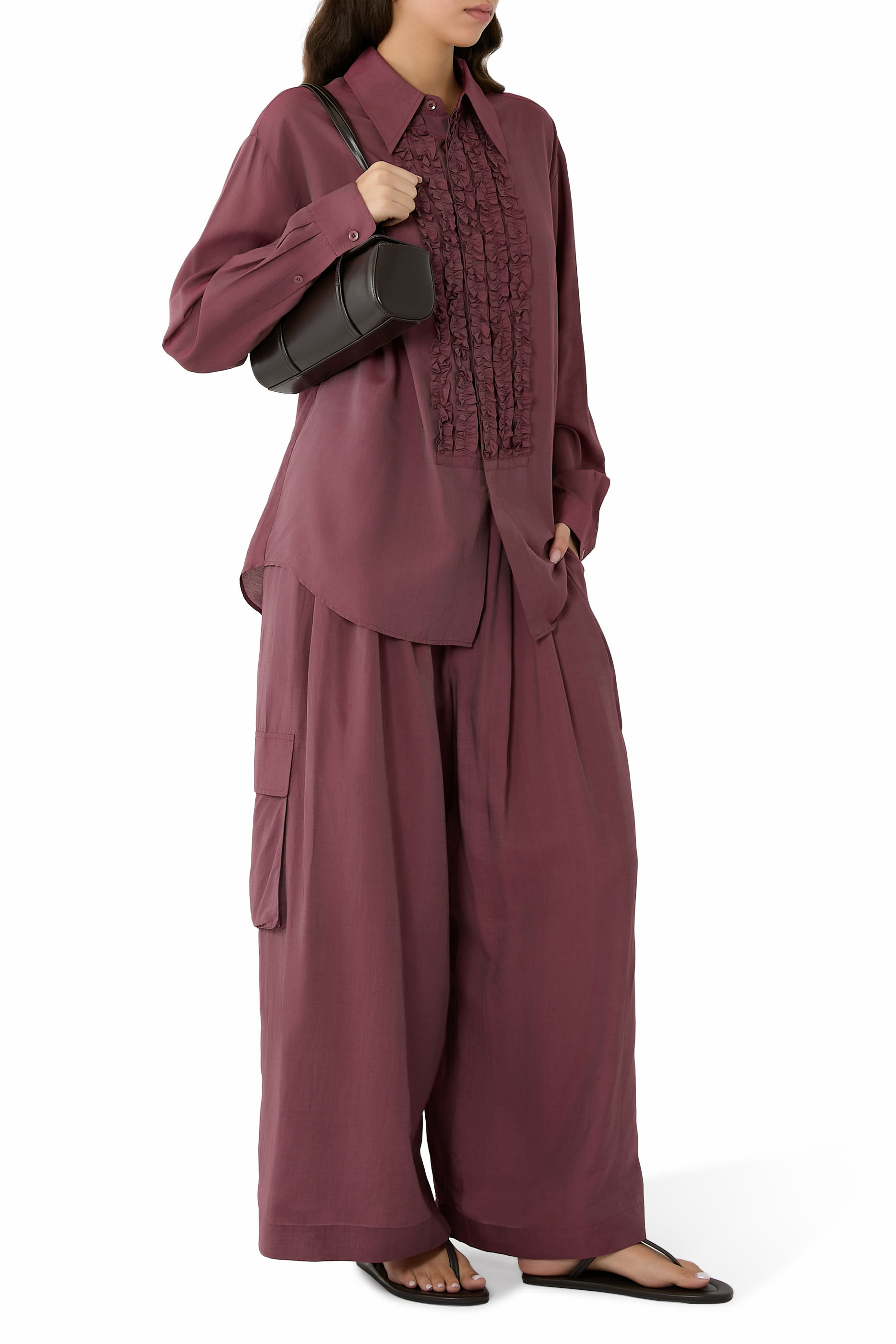 Silk Voile Cargo Triple Pleat Pants