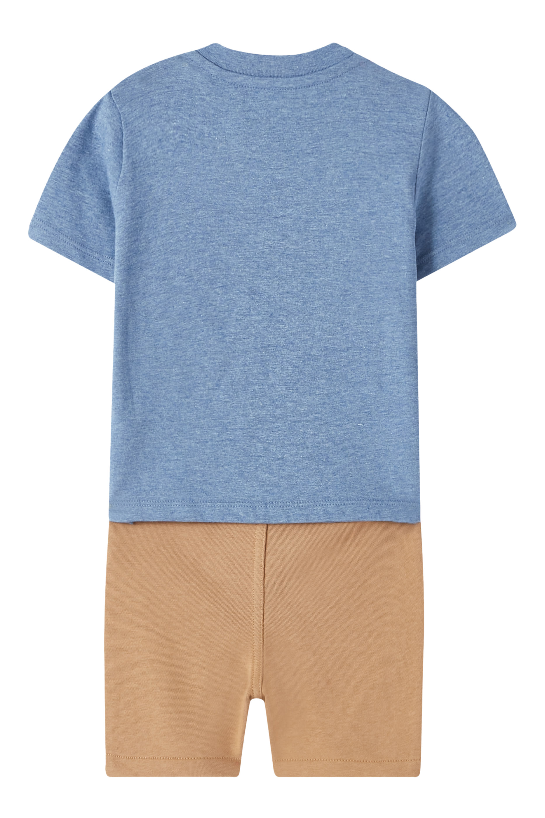 طقم تيشيرت وشورت بالدب بولو قطن للأطفال