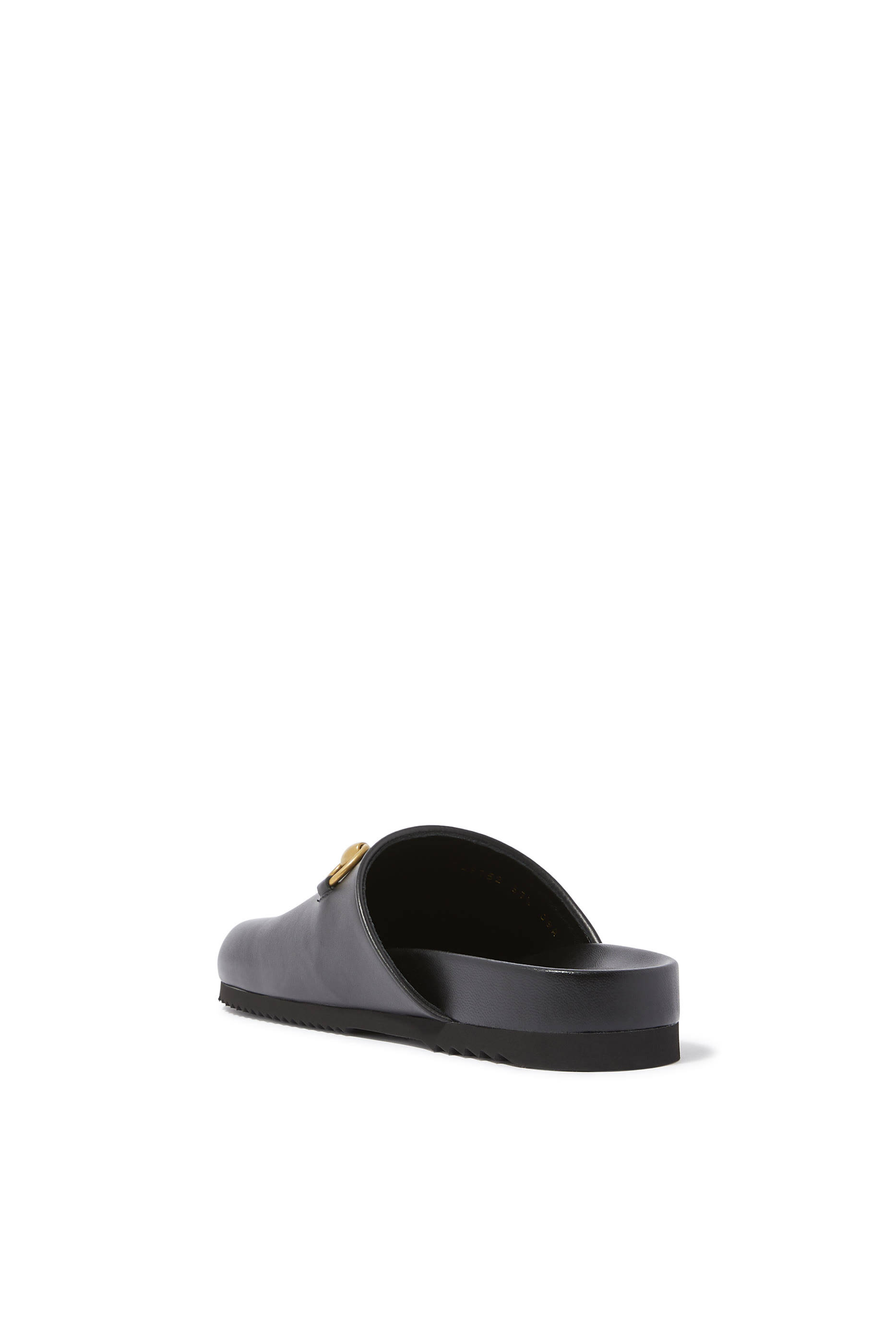 حذاء مفتوح من الخلف جلد بحلية لجام الحصان