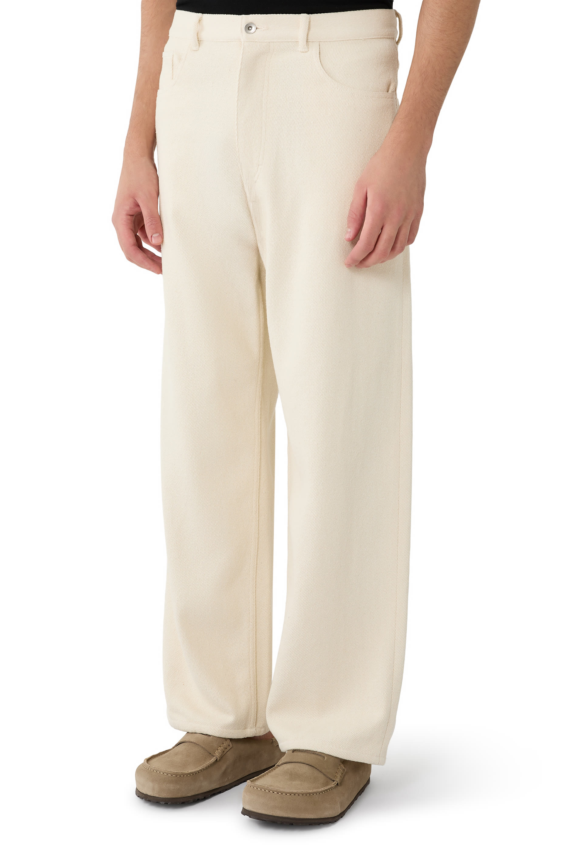 بنطال 5 بي بقصة ساق واسعة حرير نيب دنيم