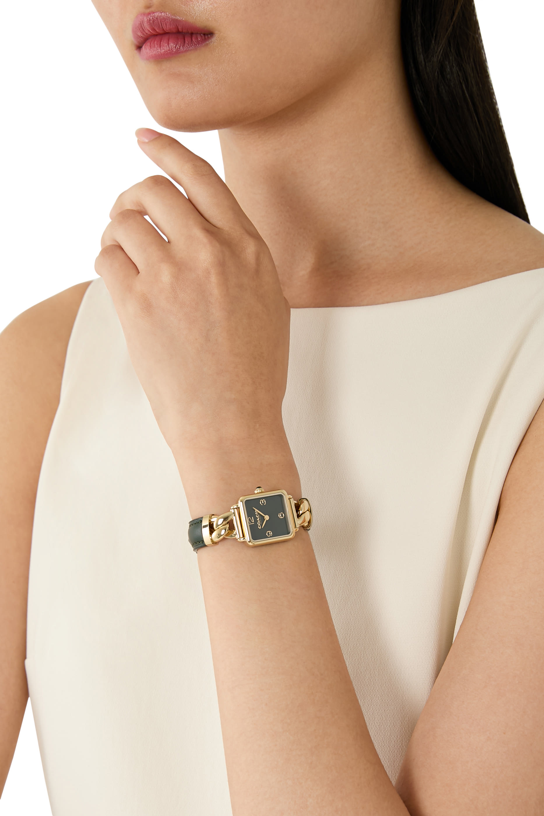  ساعة كاس بتصميم ملفوف جلد