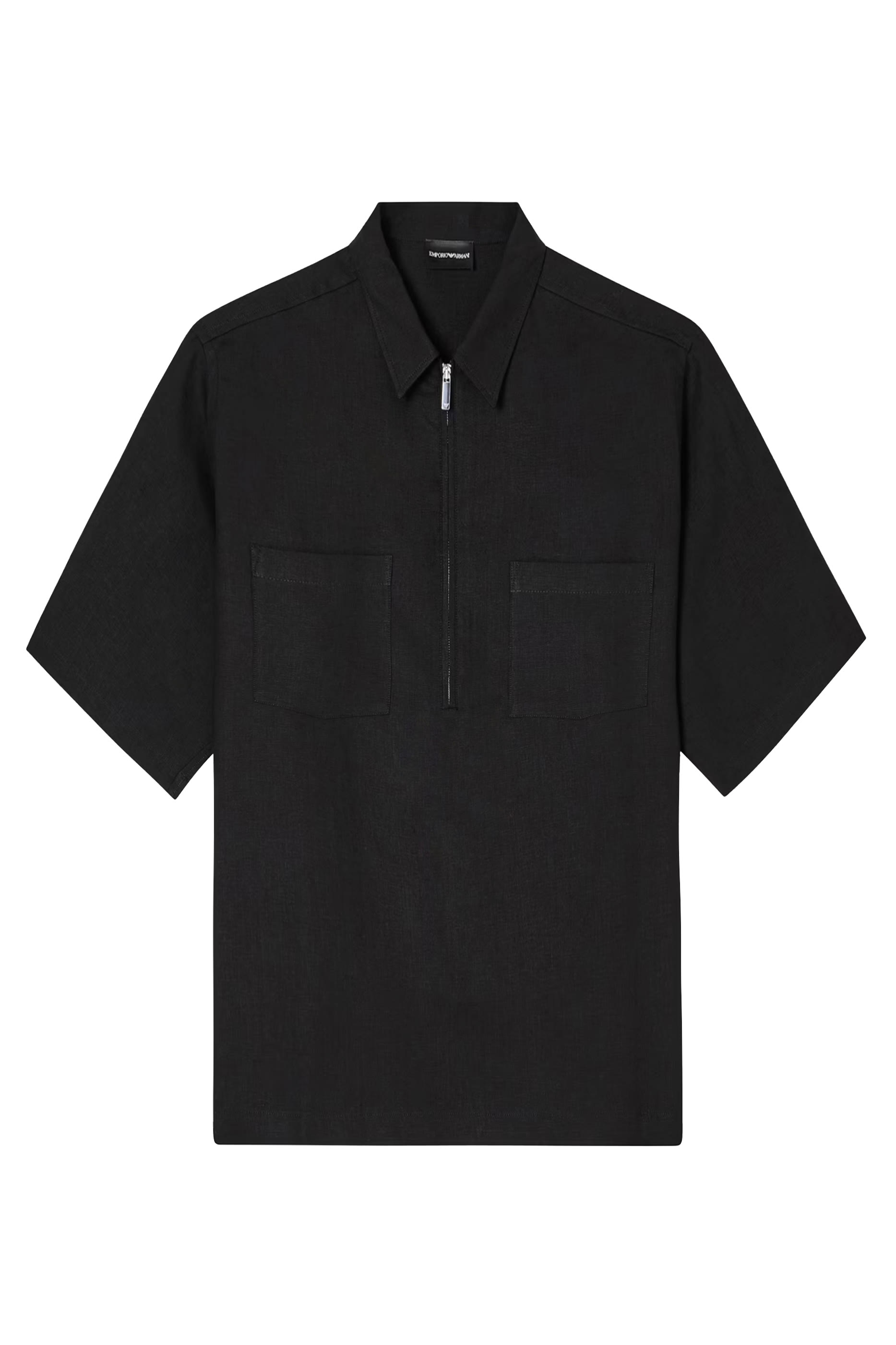 Pure Linen Shirt With Partial Zip