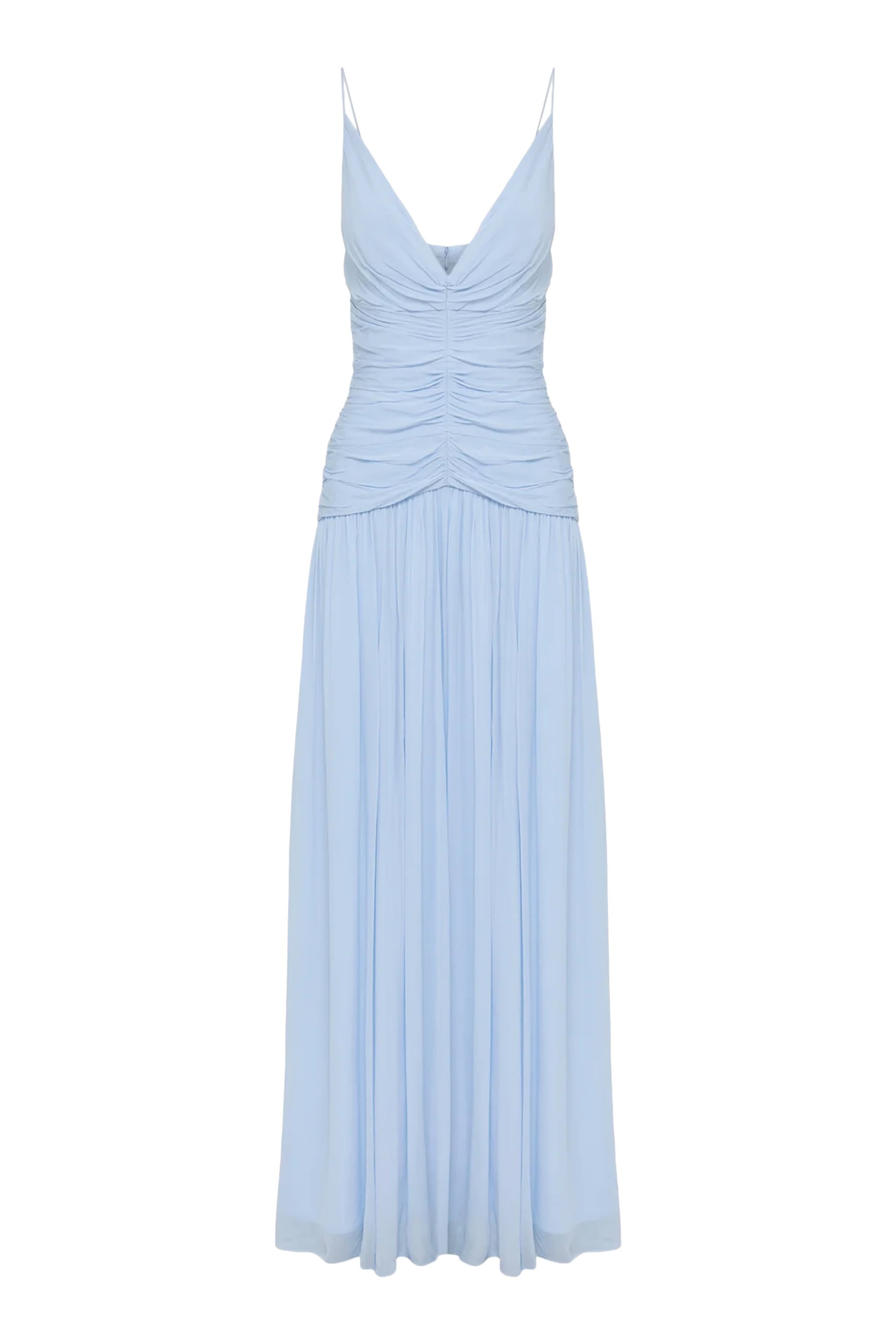 فستان جونو طويل بصدرية بكشكش