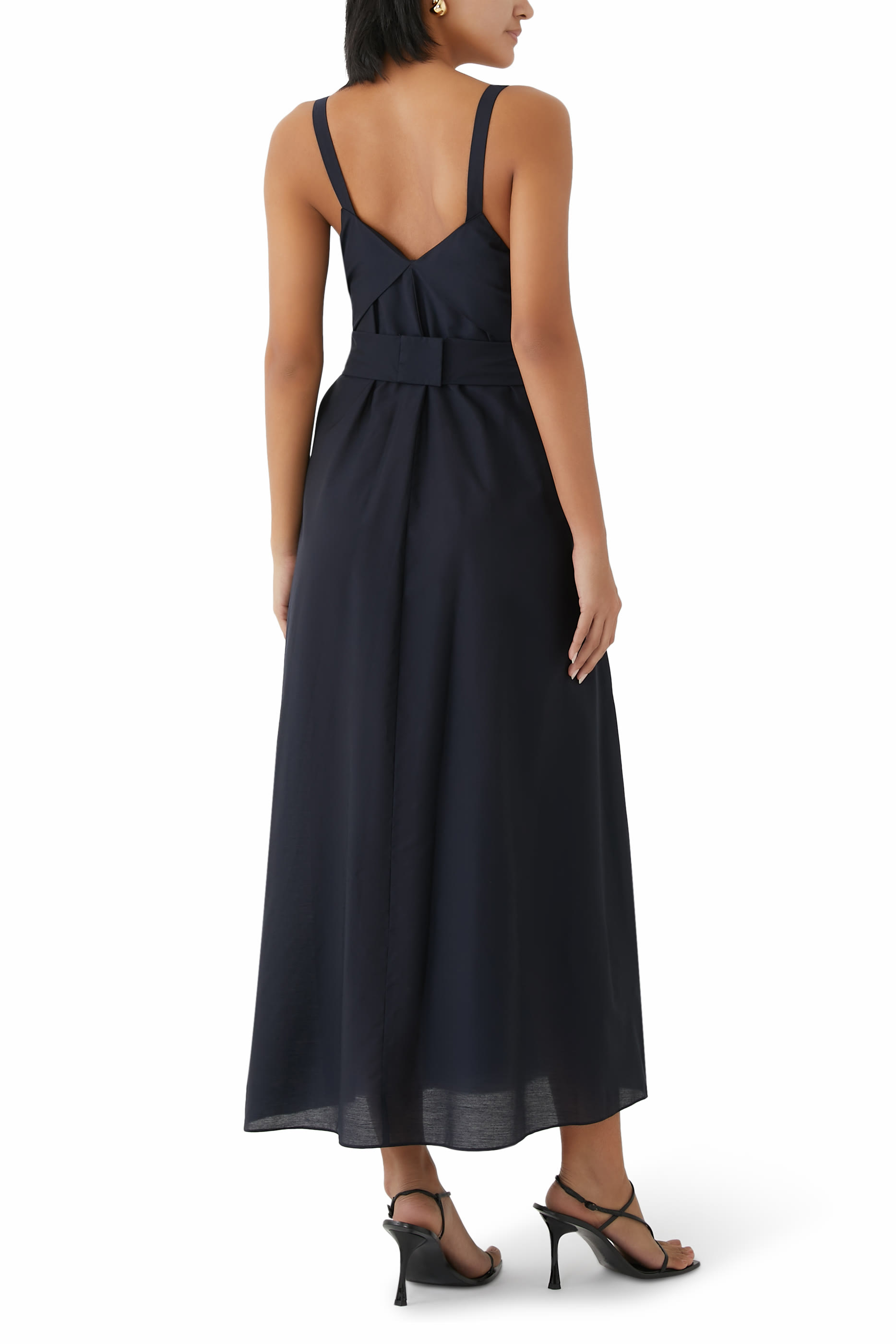 فستان متوسط الطول بخصر بتصميم ملفوف