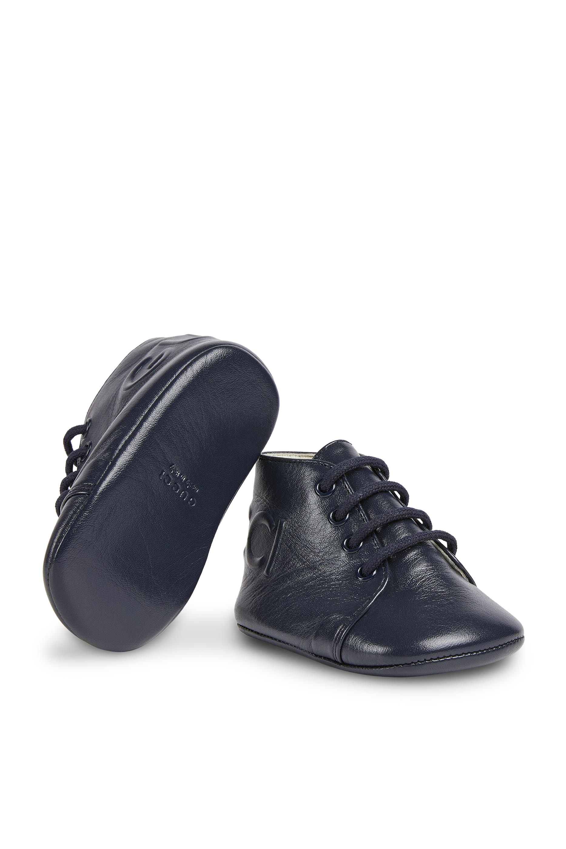 حذاء بوت بشعار الماركة جلد للأطفال