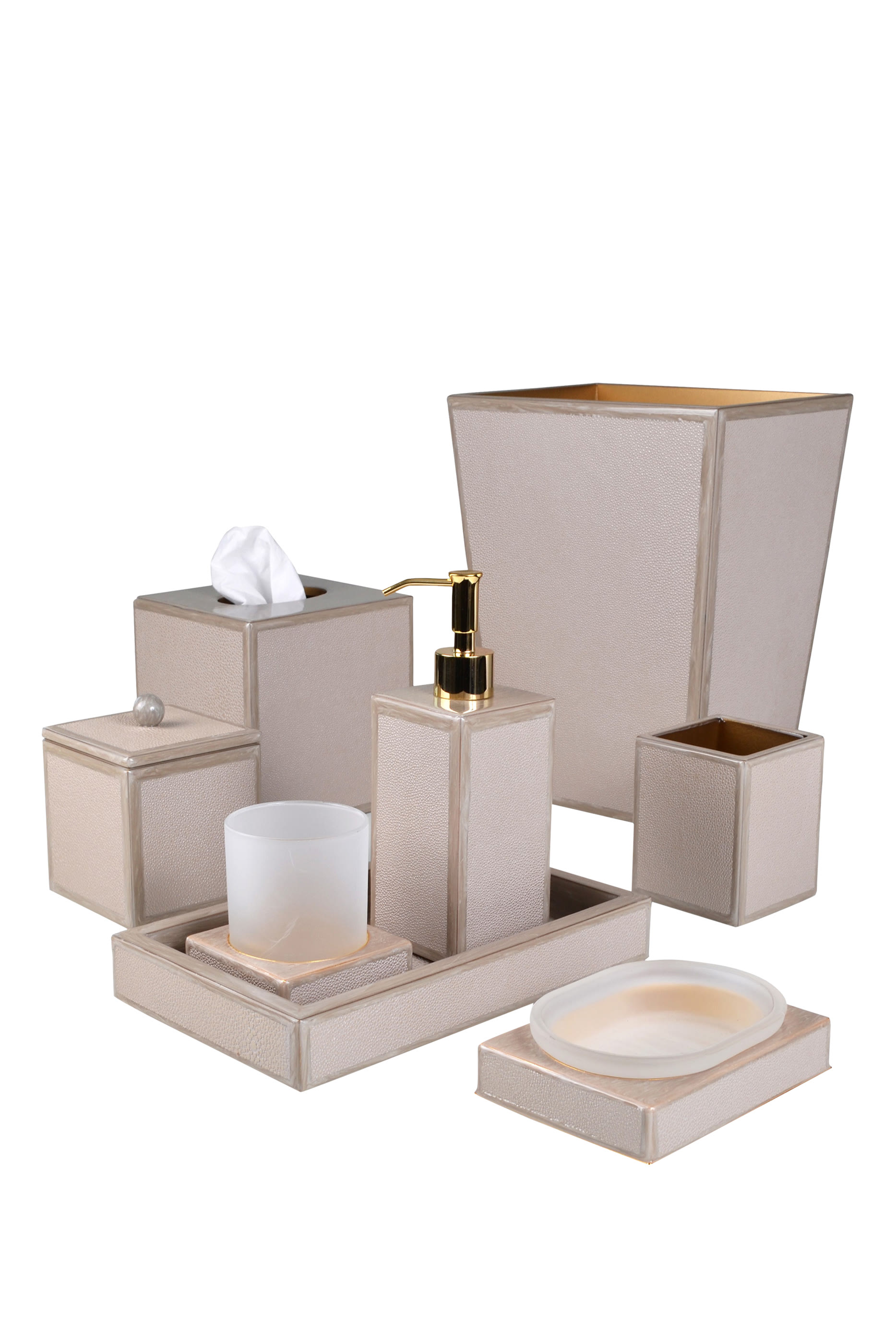 صينية لطاولة الزينة جلد بارز الملمس