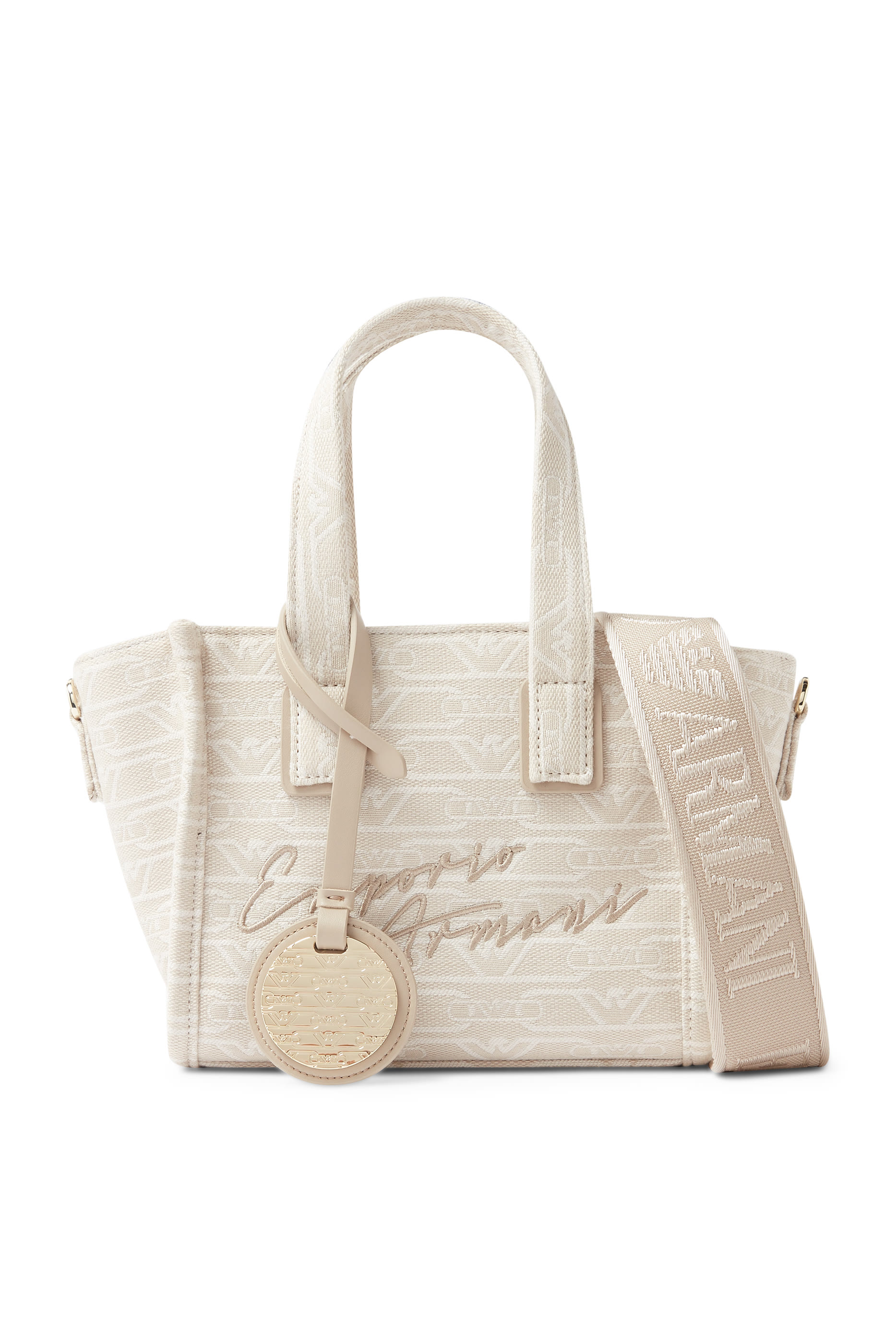 حقيبة يد صغيرة بنقشة حروف شعار الماركة بالكامل