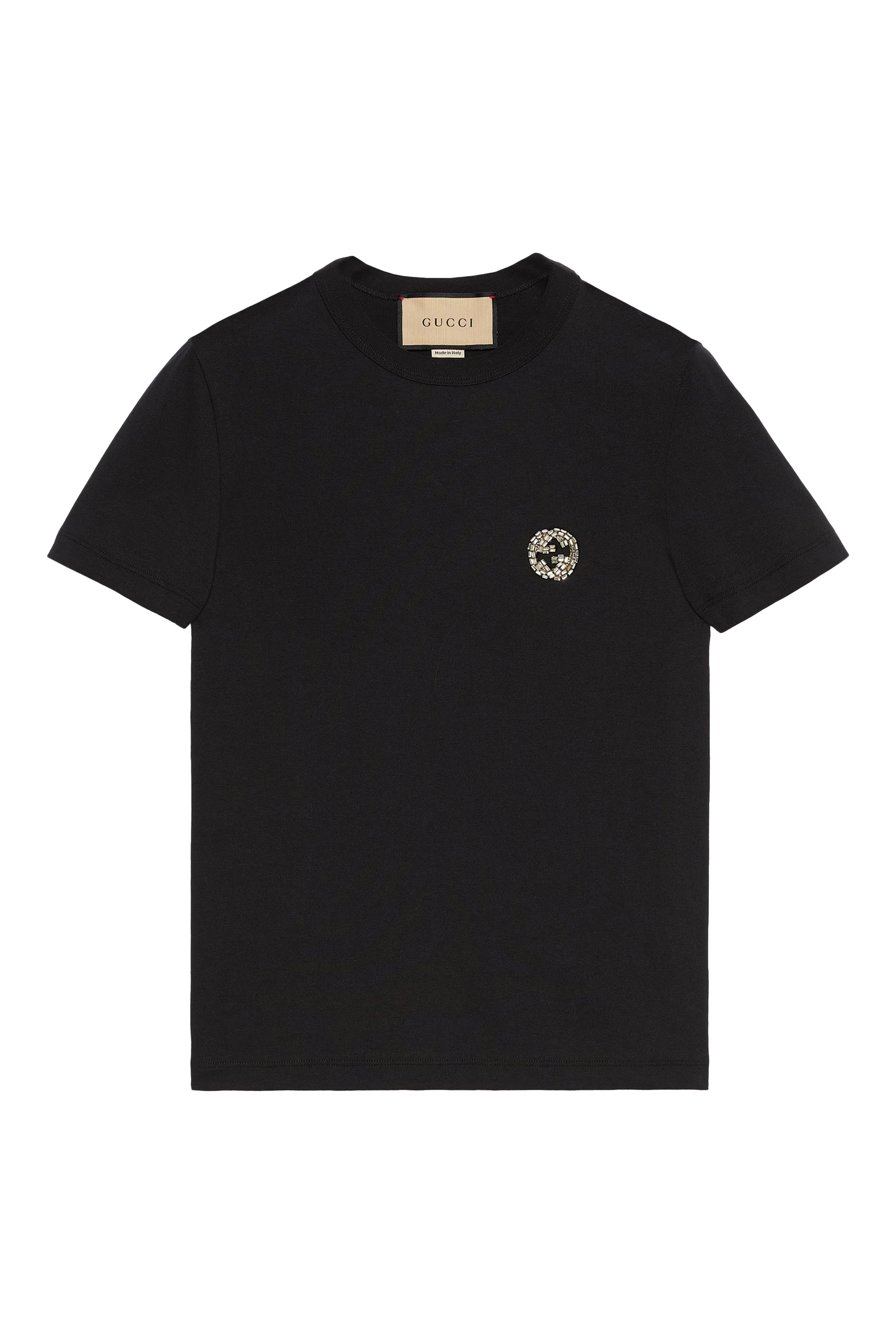 تيشيرت بشعار الماركة المطرز بالكريستال