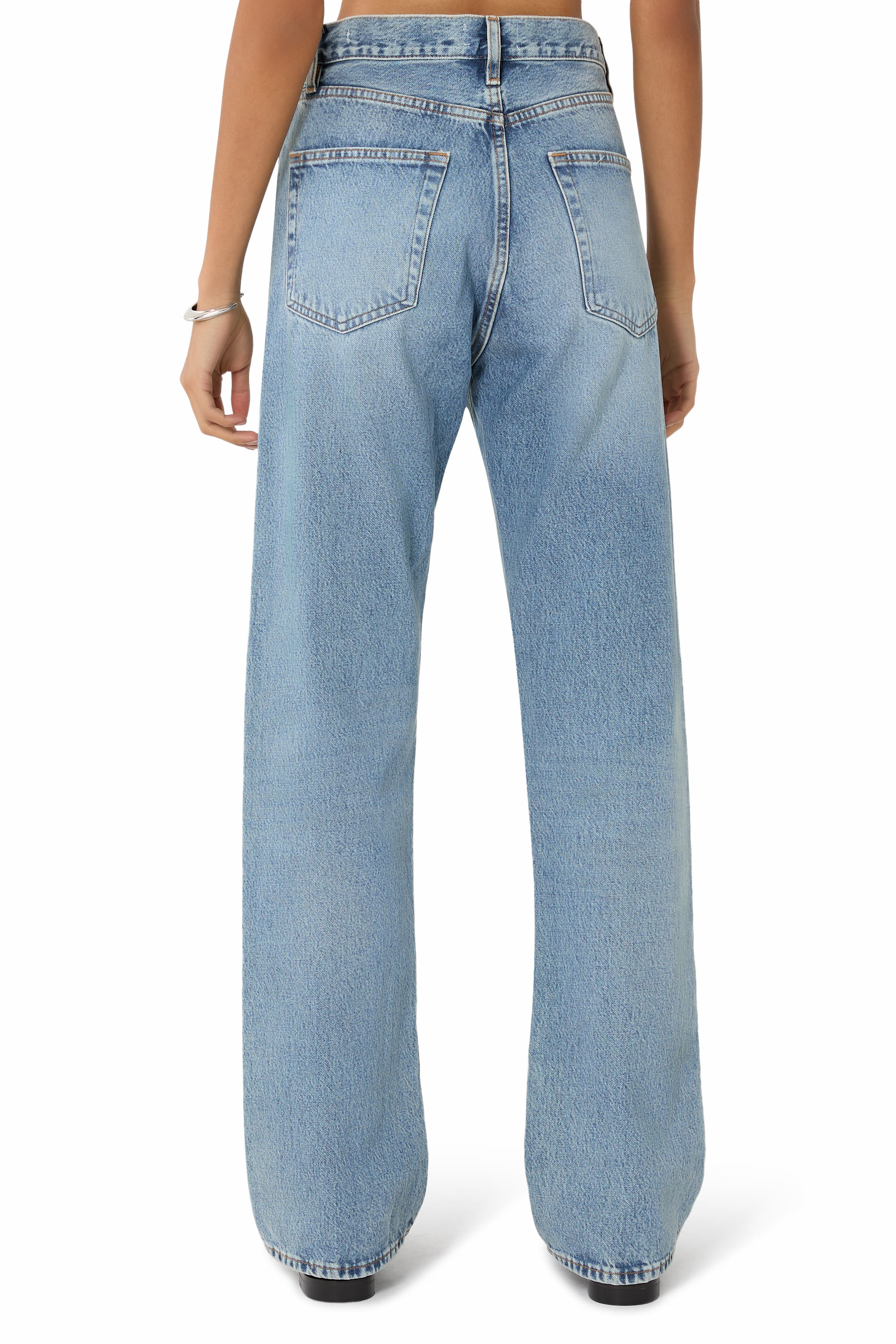 بنطال جينز بحياكة عمودية