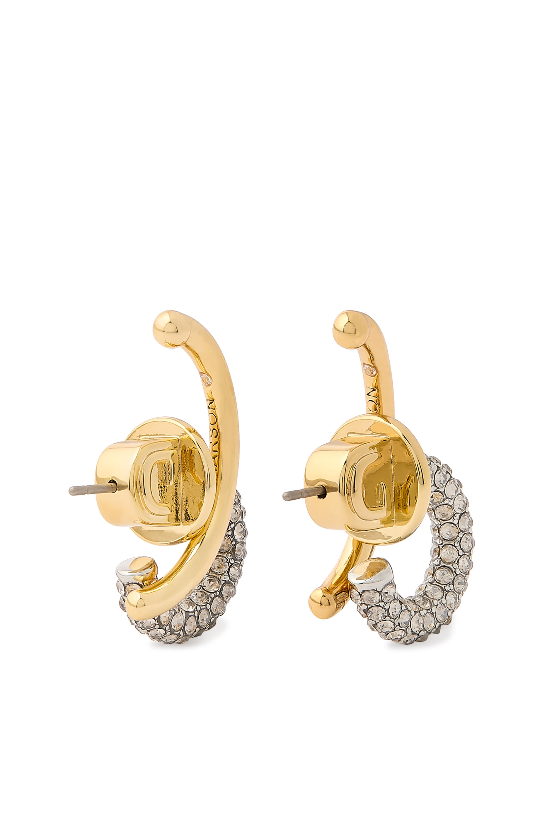 Marisa Mini Pav&eacute; Earrings, 12K Gold Plated Brass & Crystals