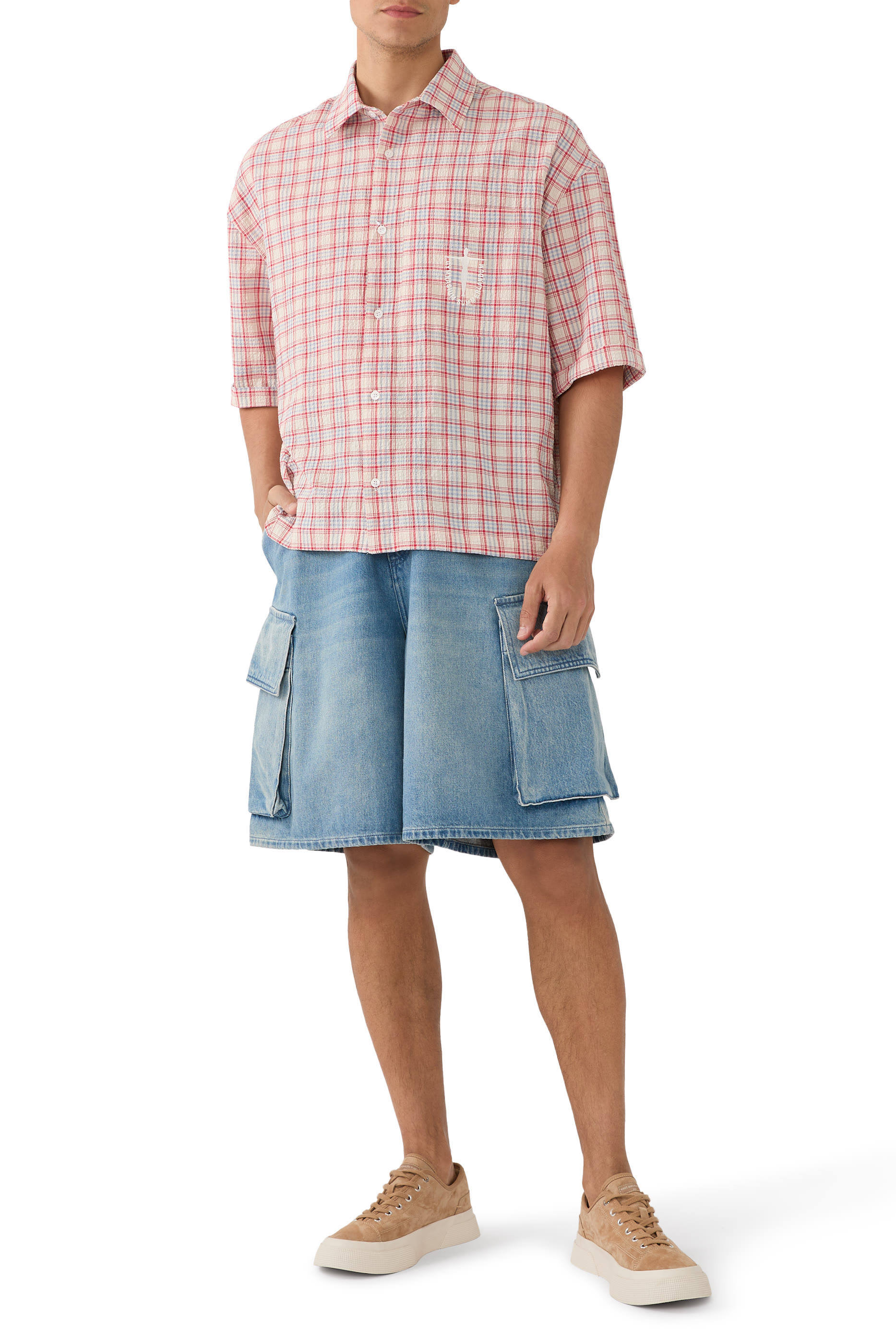 قميص سامرلاندوم قصير بنقشة مربعات