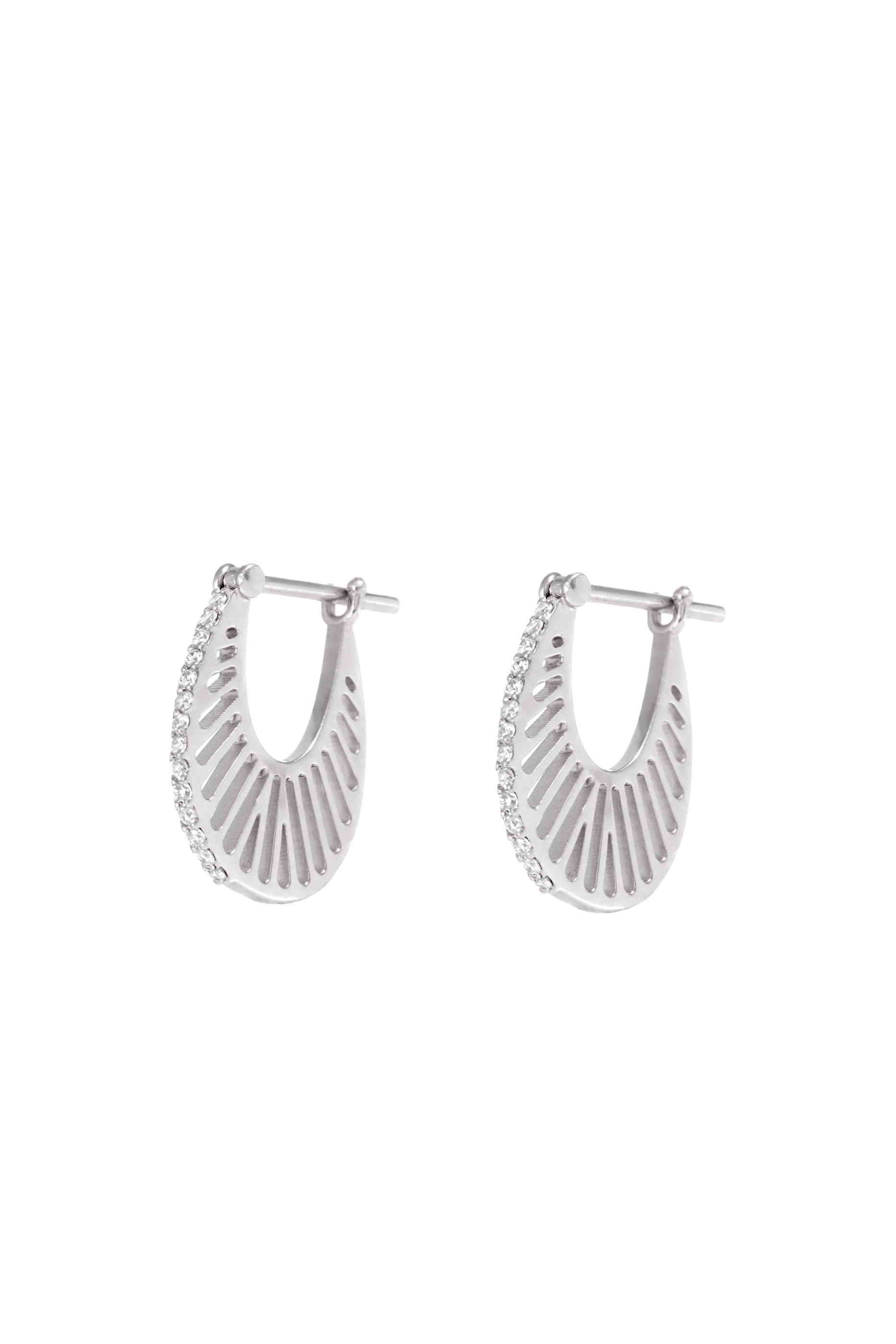 Flat Ray Size 2 Hoop Earrings, 18k White Gold & Diamonds