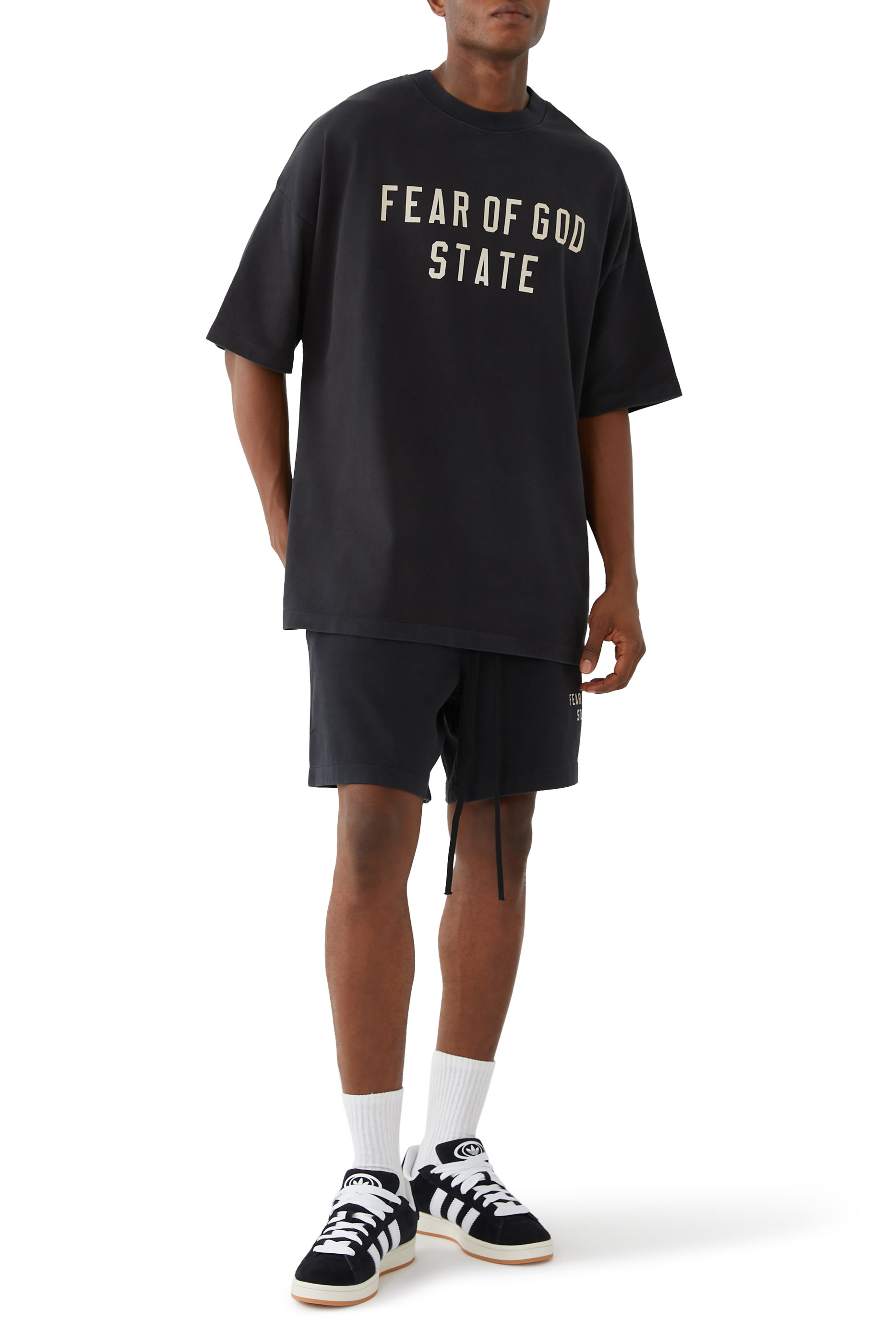 تيشيرت بياقة ضيقة قطن ثقيل