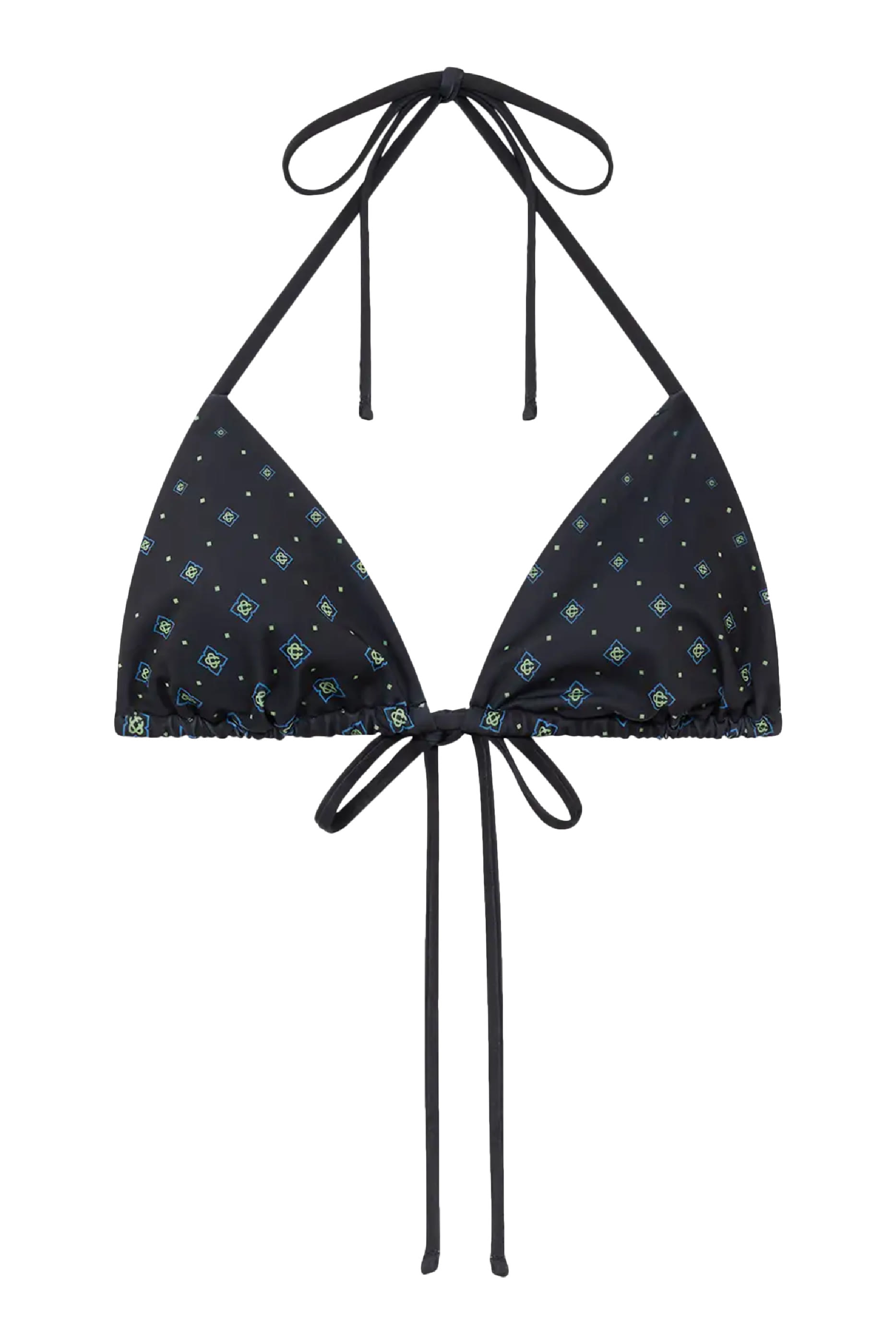 قطعة بيكيني علوية بأربطة رفيعة ونقشات شعار الماركة بتصميم متدرج