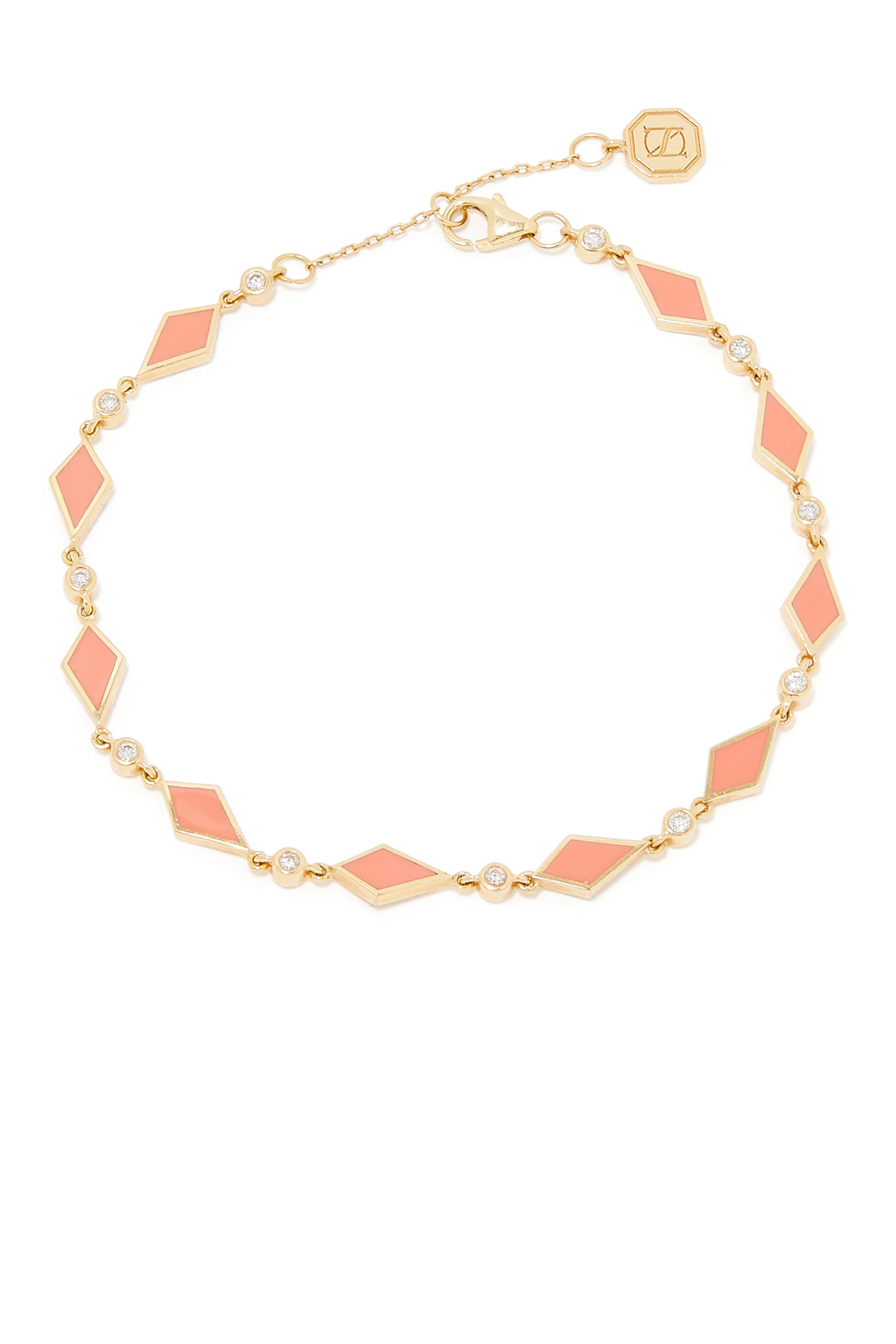 سوار موزاييك مرصع بالماس ذهب أصفر عيار 18