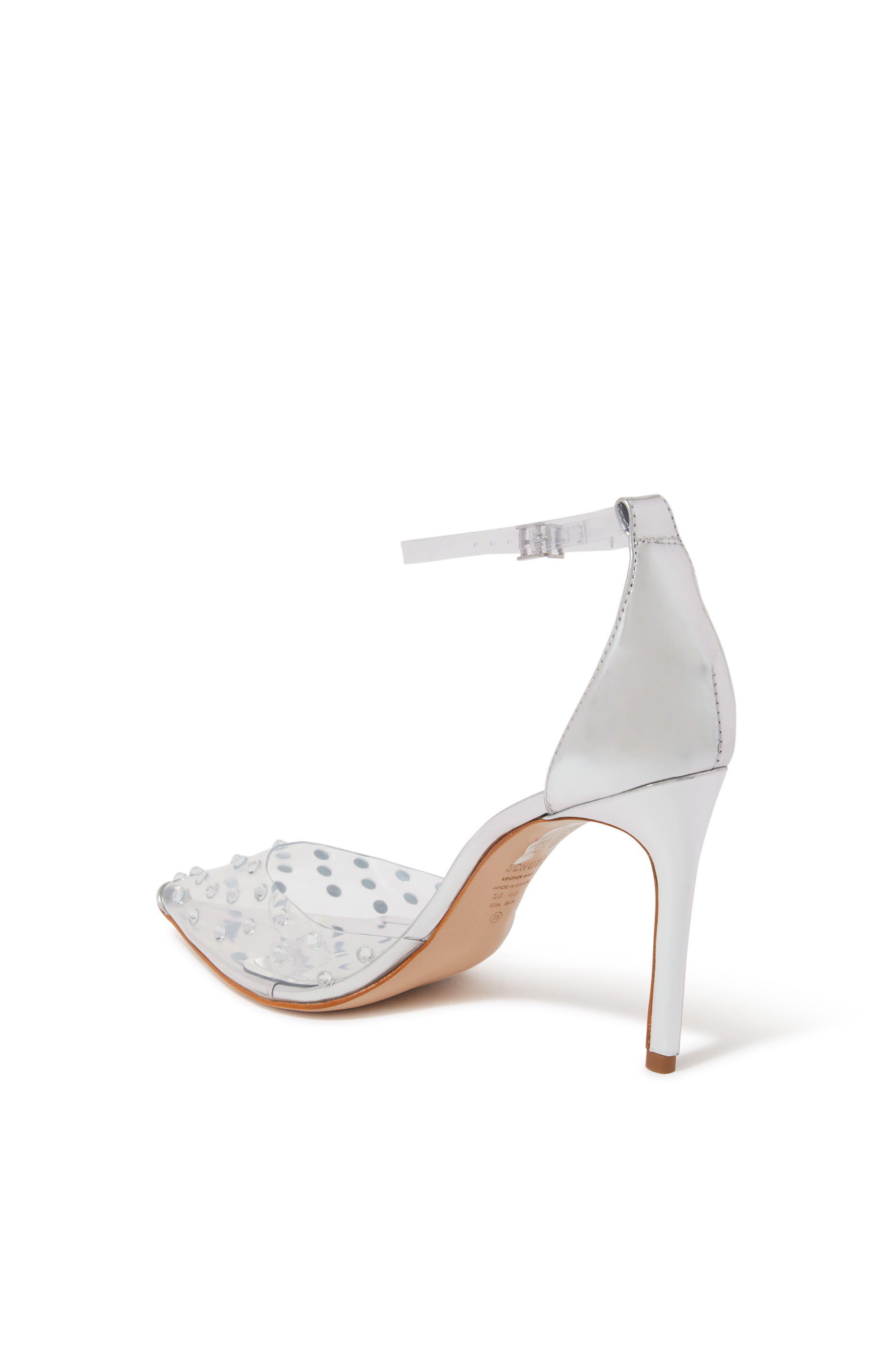 صندل مرصع شفاف بكعب عالي مقاس 110 مم