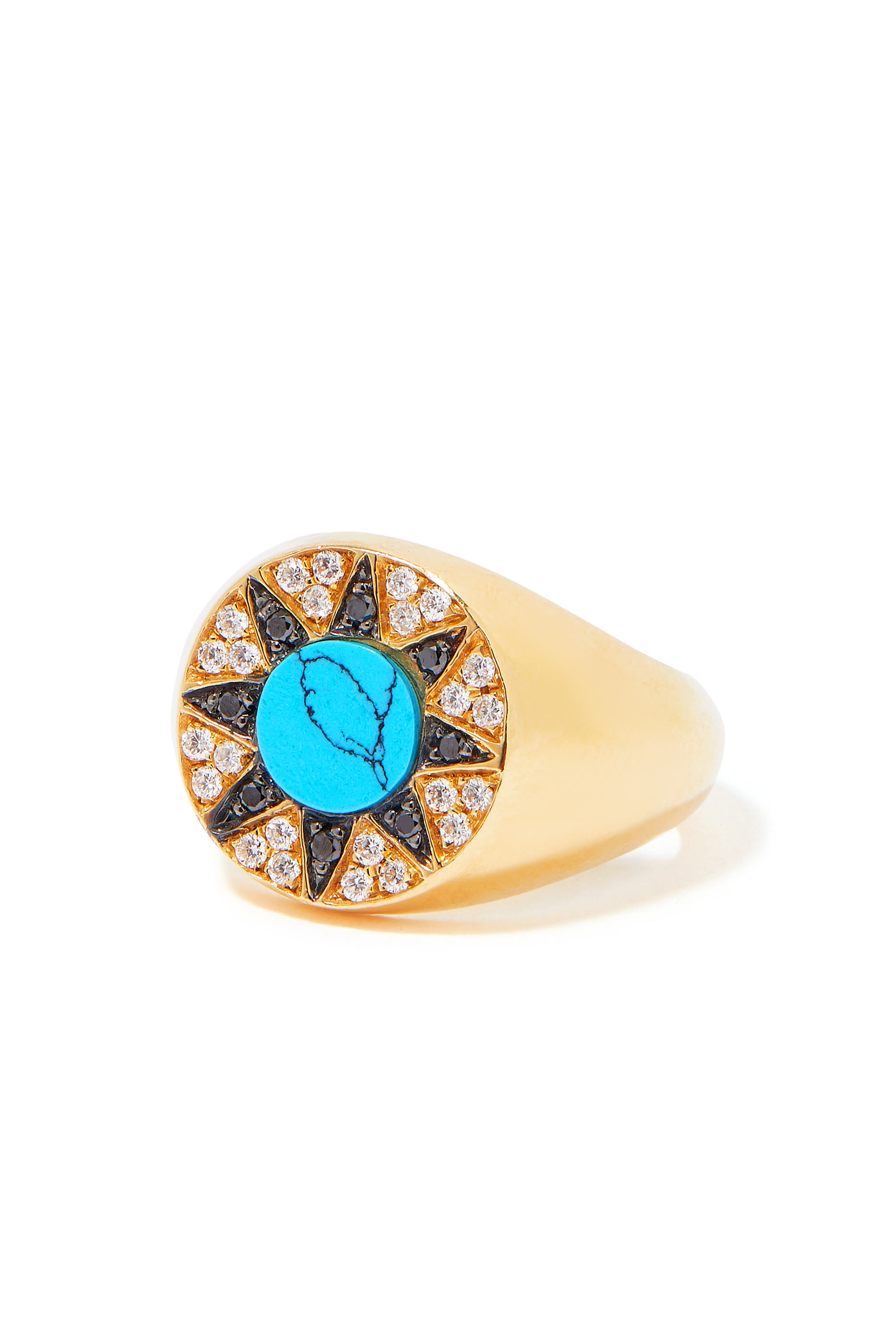 Ibiza Pinky Ring, 18K Yellow Gold, Turquoise & Diamond