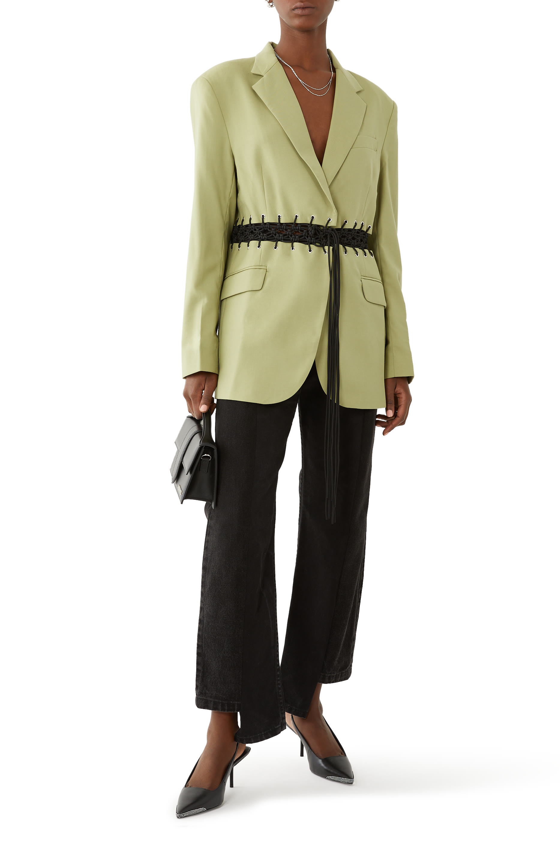 حذاء رافايلا مفتوح من الخلف بكعب 65 مم جلد