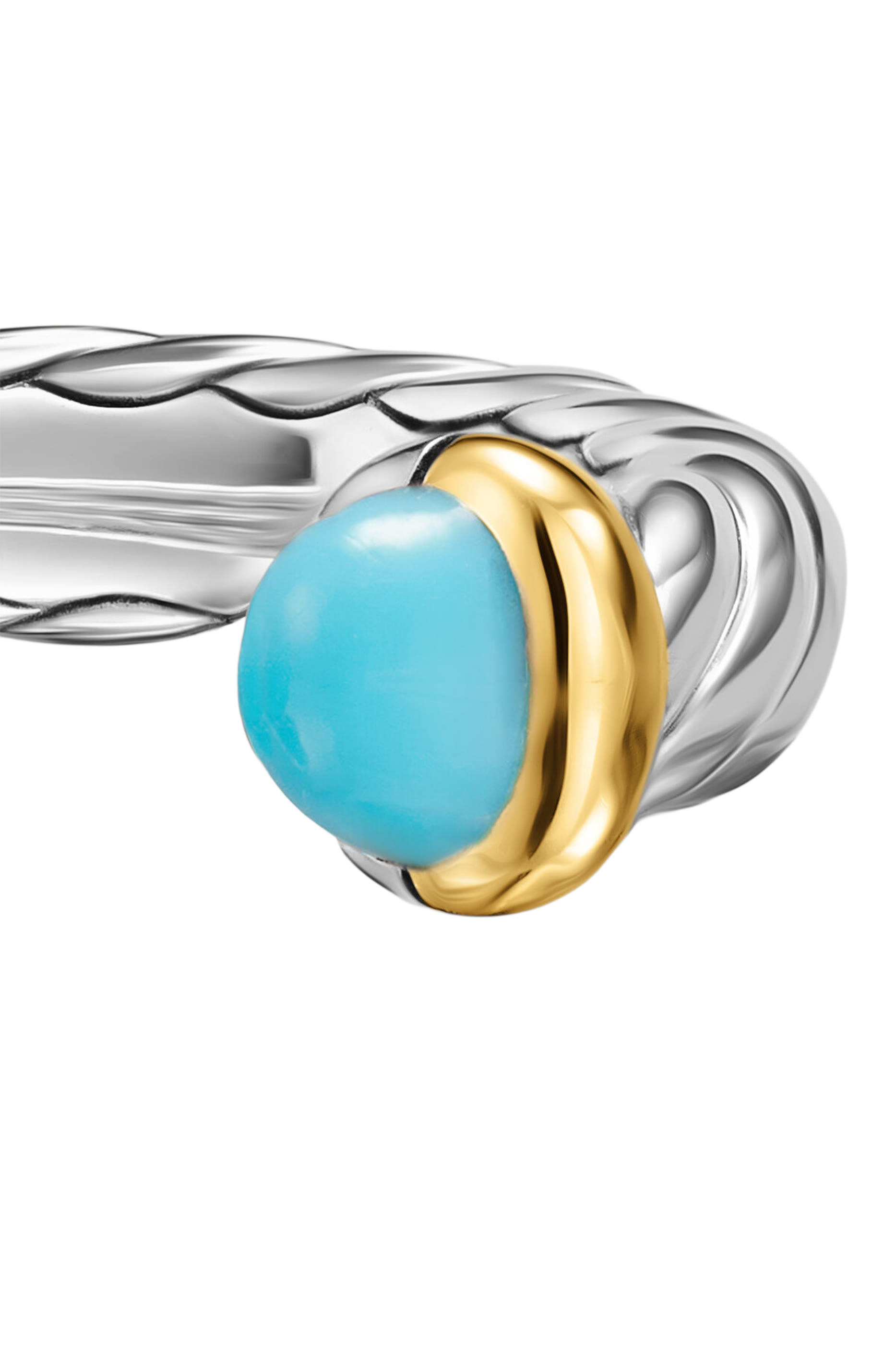 خاتم بيتيت كابل بتصميم مفتوح، فضة إسترلينية وذهب أصفر عيار 14