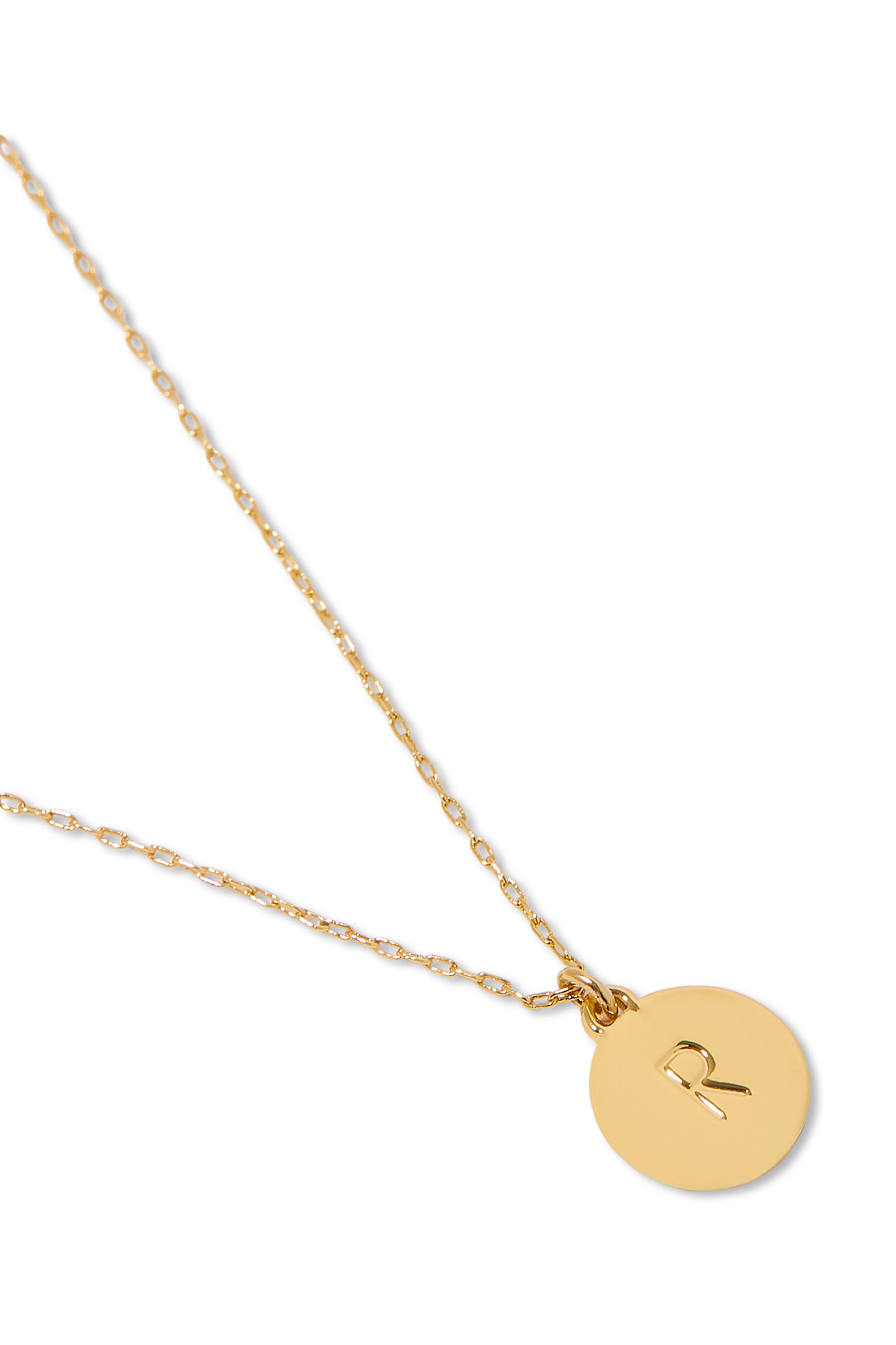 قلادة بدلاية صغيرة بنقشة حرف R، معدن مطلي