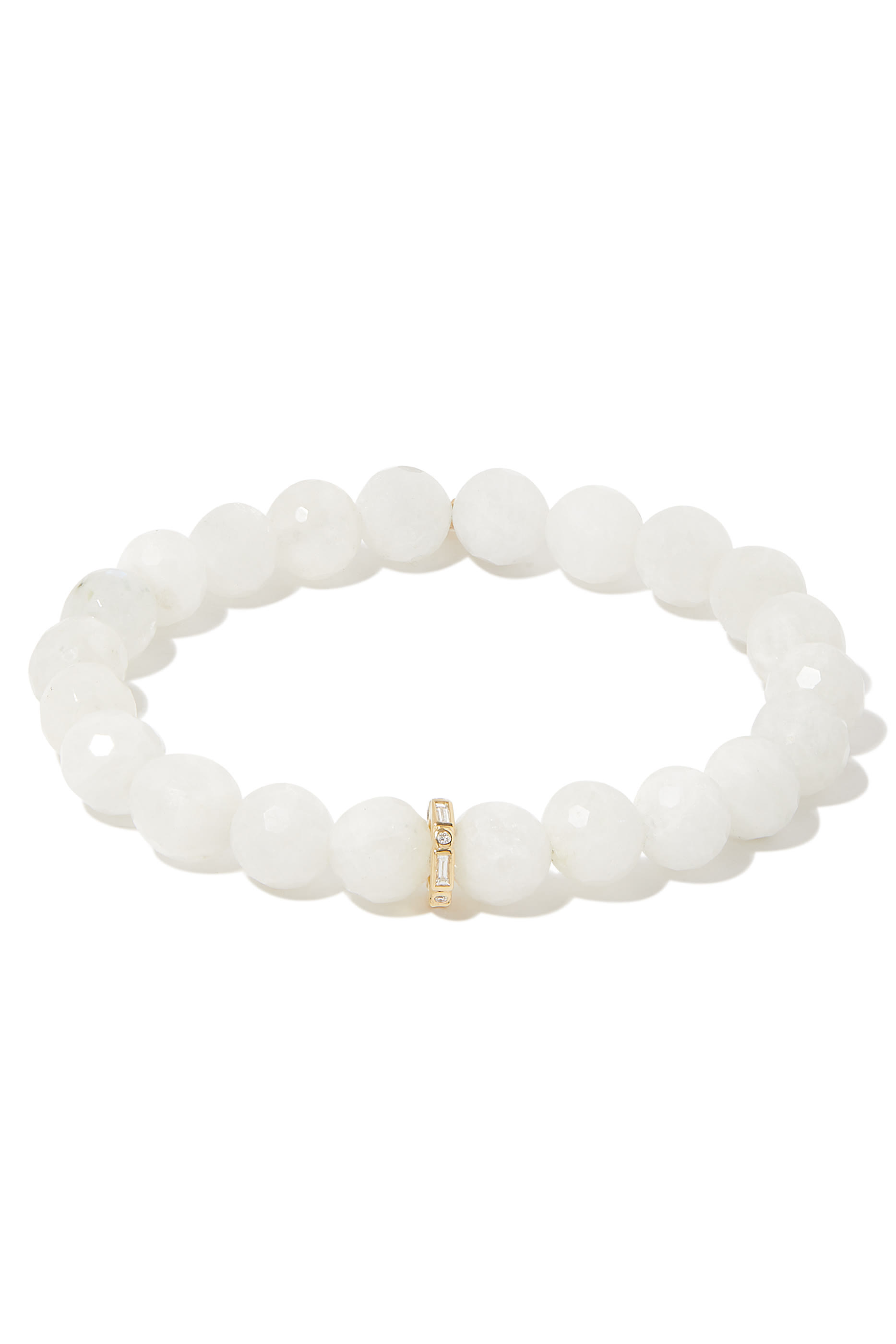 سوار بأحجار قمر ودلاية رونديل مرصعة بأحجار مستطيلة ومستديرة ذهب أصفر عيار 14